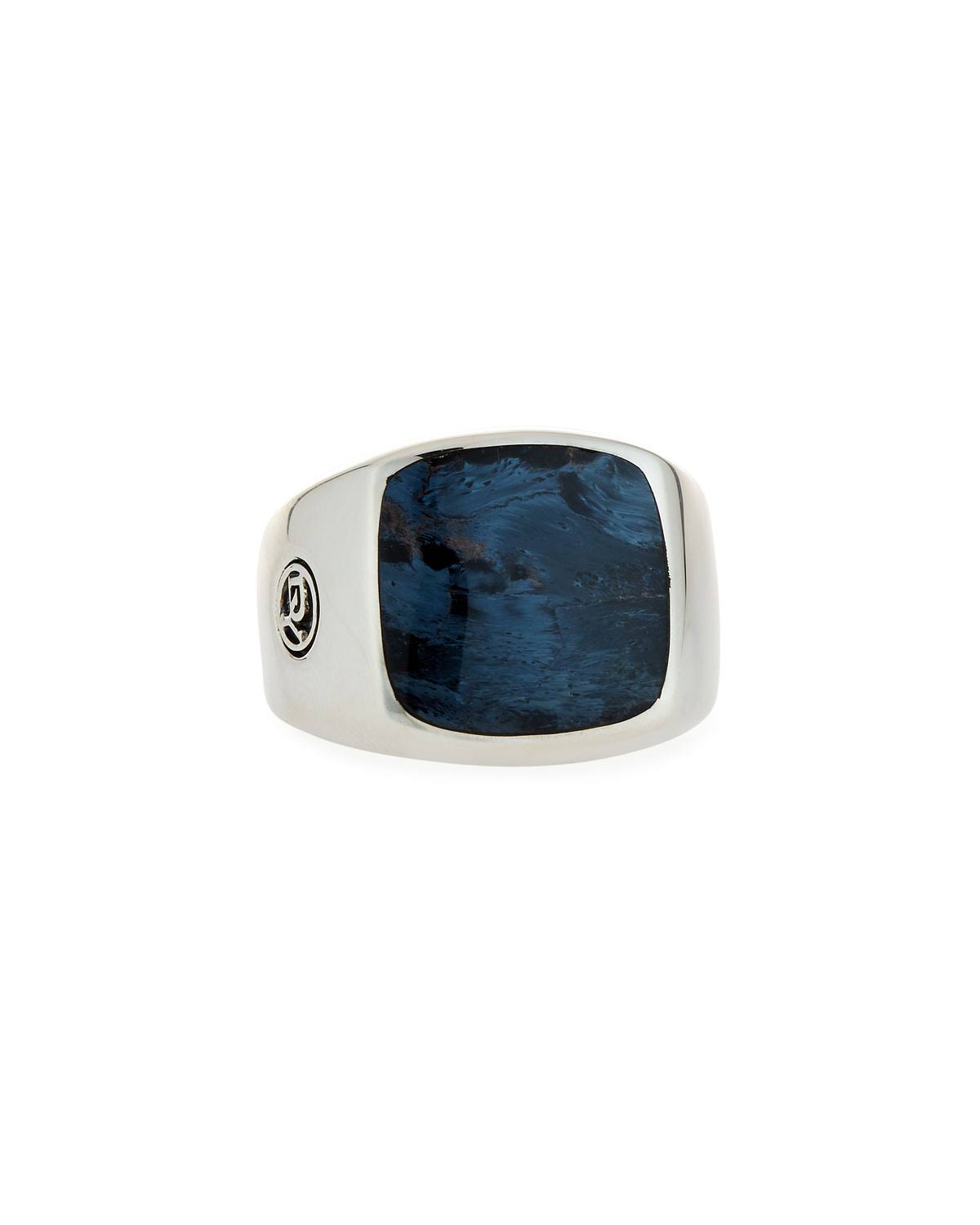 David Yurman Exotic Stone Pietersite Signet Ring - Silver Black TRVJH1WK_VX7BH