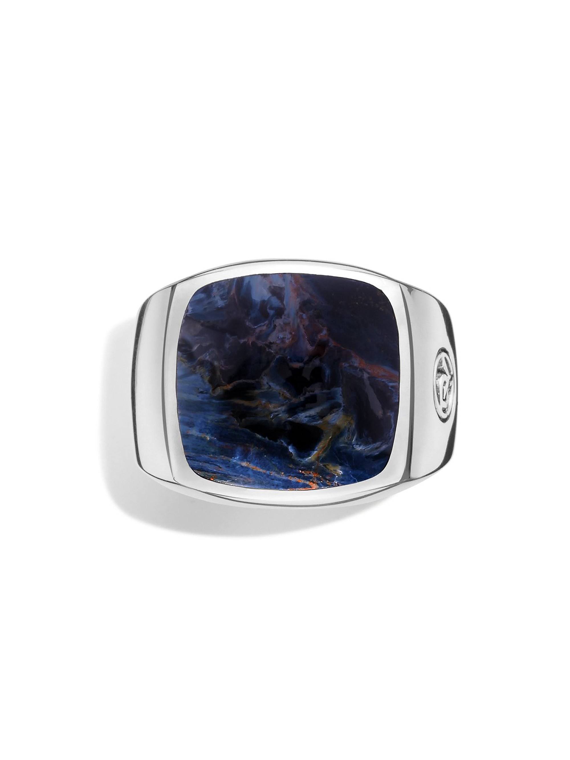 David Yurman Exotic Stone Pietersite Signet Ring - Silver Black TRVJH1WK_VX7BH