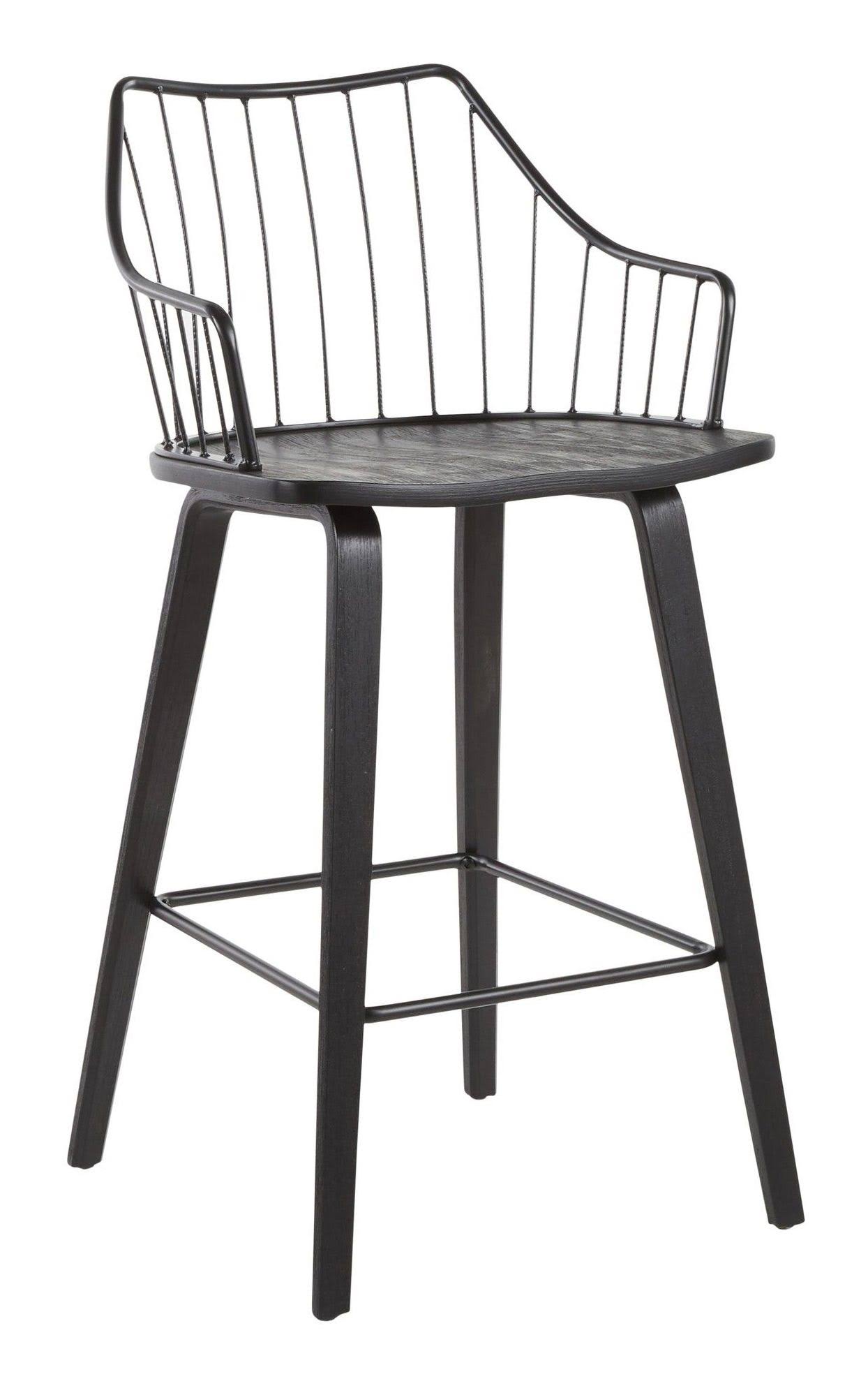 Lumisource Winston Counter Stool, Black Wood, Black DFNWADYZ_QNEJJ
