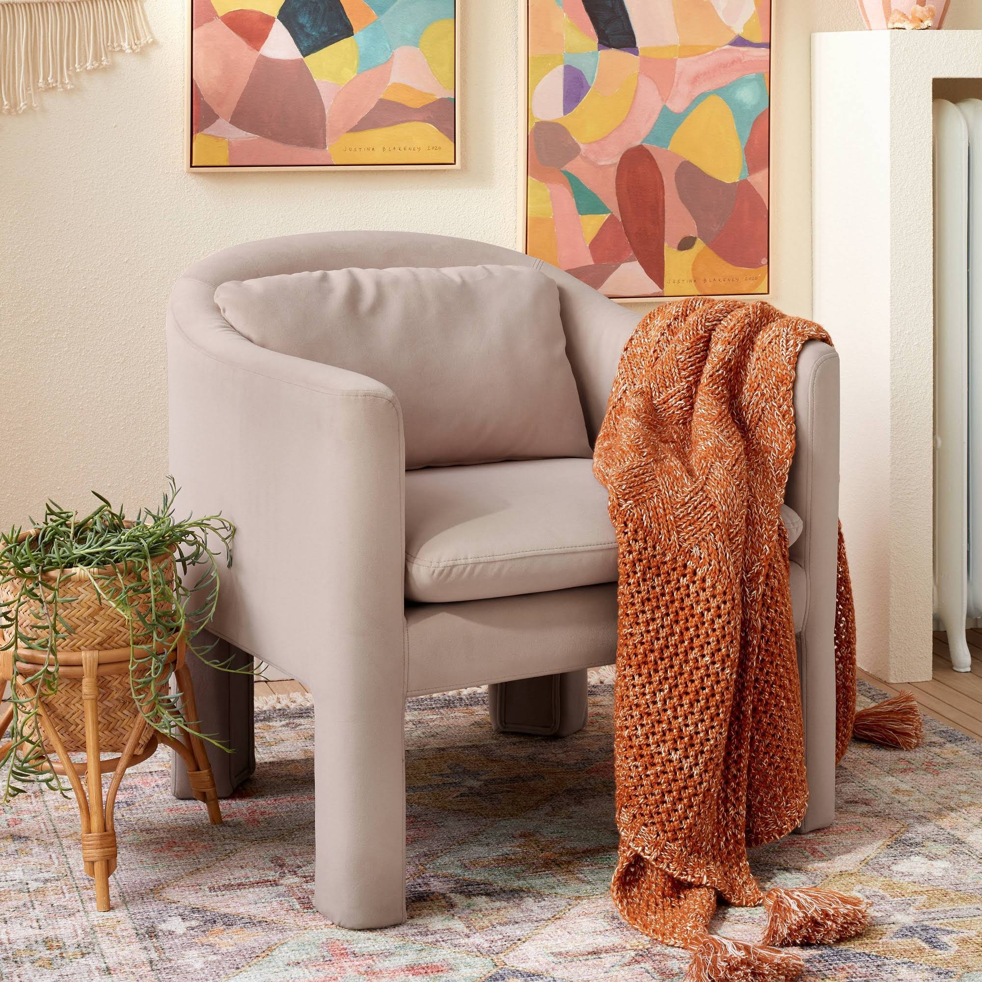 Linaria Fully Upholstered Velvet Accent Chair Blush - Opalhouse Designed With FALXPU4V_IMYHL