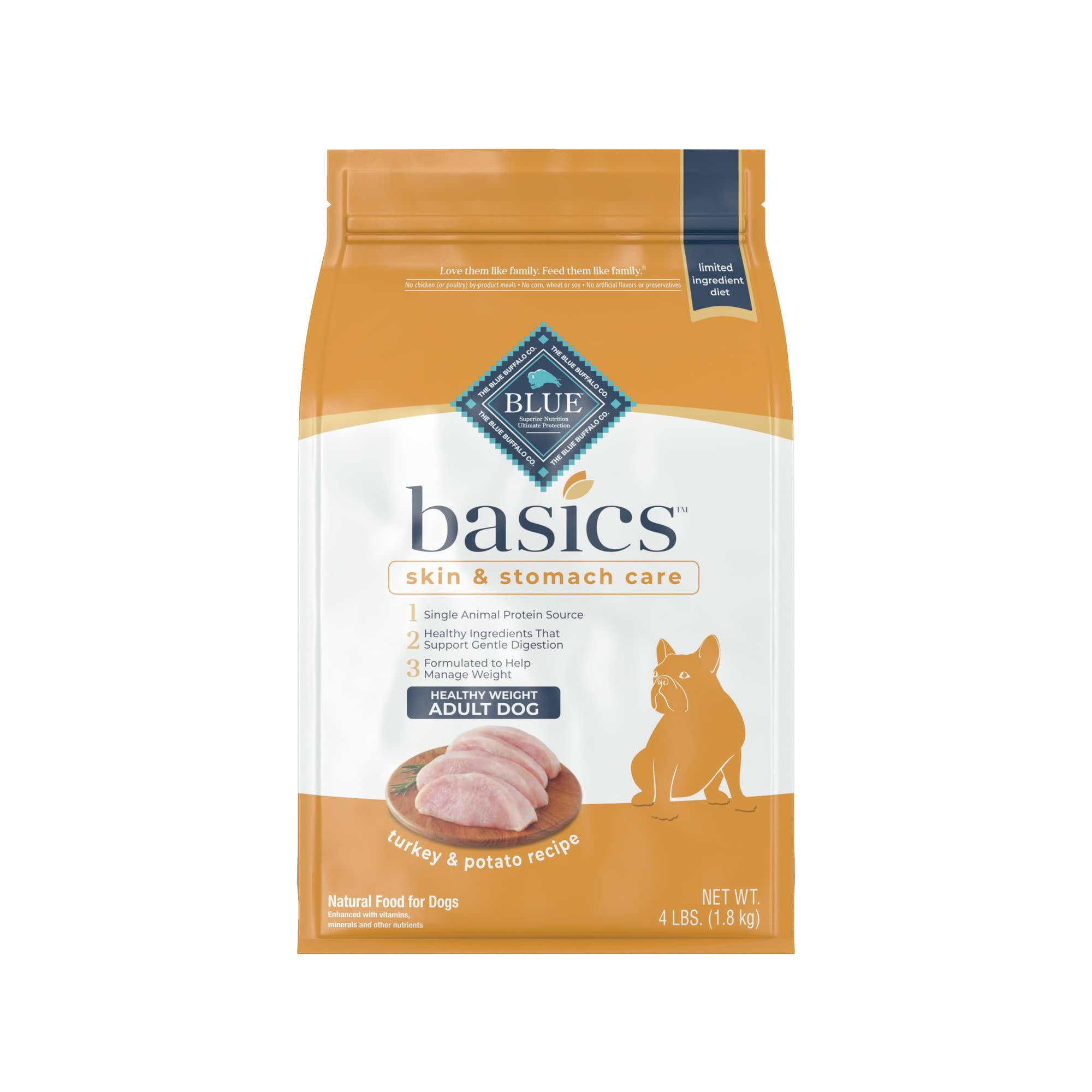Blue Buffalo Blue Basics Dog Food, Turkey & Potato Recipe, Healthy Weight, Adult - 24 Lbs (10.8 Kg) FVND2RQC_NIZOL