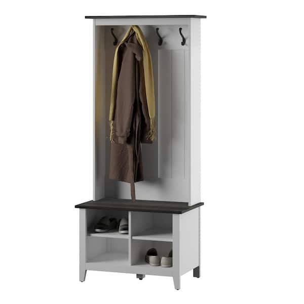 Twin Star Home White Two Tone Hall Trees With Storage KHIOIR0X_5BT0J