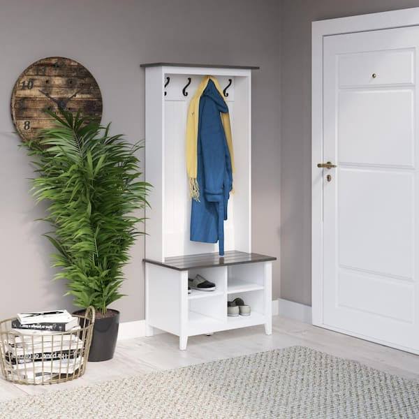Twin Star Home White Two Tone Hall Trees With Storage KHIOIR0X_5BT0J