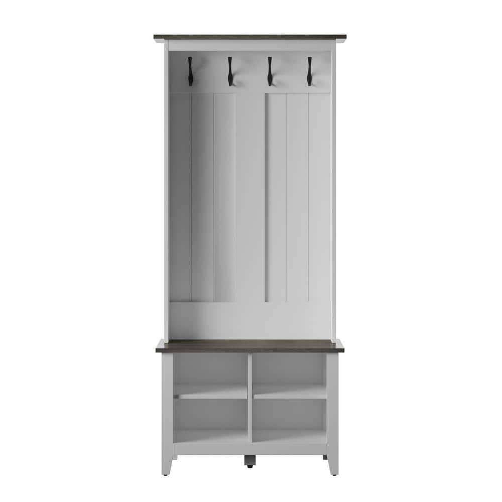 Twin Star Home White Two Tone Hall Trees With Storage KHIOIR0X_5BT0J