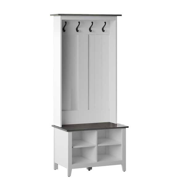 Twin Star Home White Two Tone Hall Trees With Storage KHIOIR0X_5BT0J