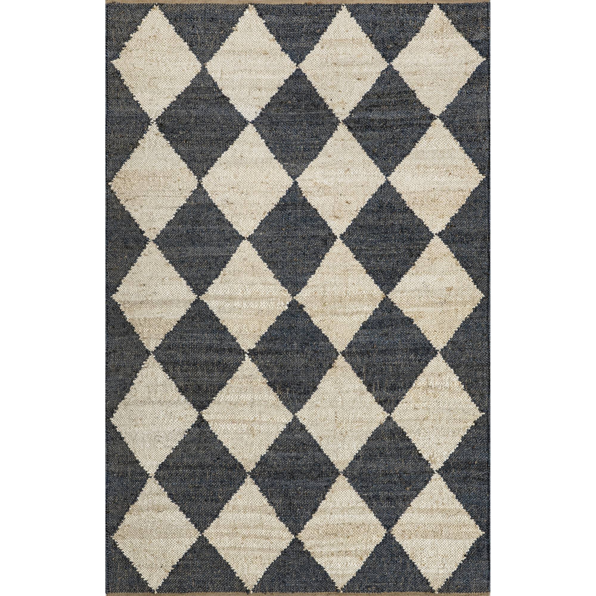 Arvin Olano X Rugsusa - Louie Diamond Checkerboard Jute Area Rug Charcoal 5' X 8' K1OOT7YV_DMYE2