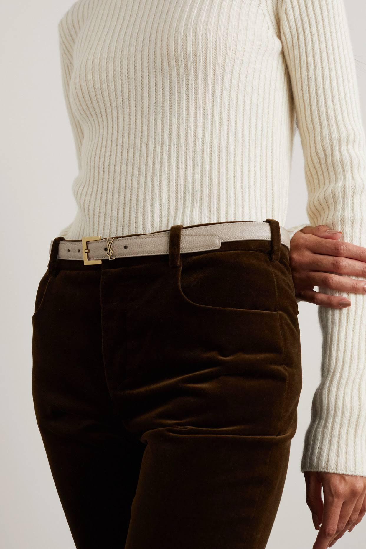 Saint Laurent | Women Monogram Leather Belt Black C5AXV6AZ_2C3AR