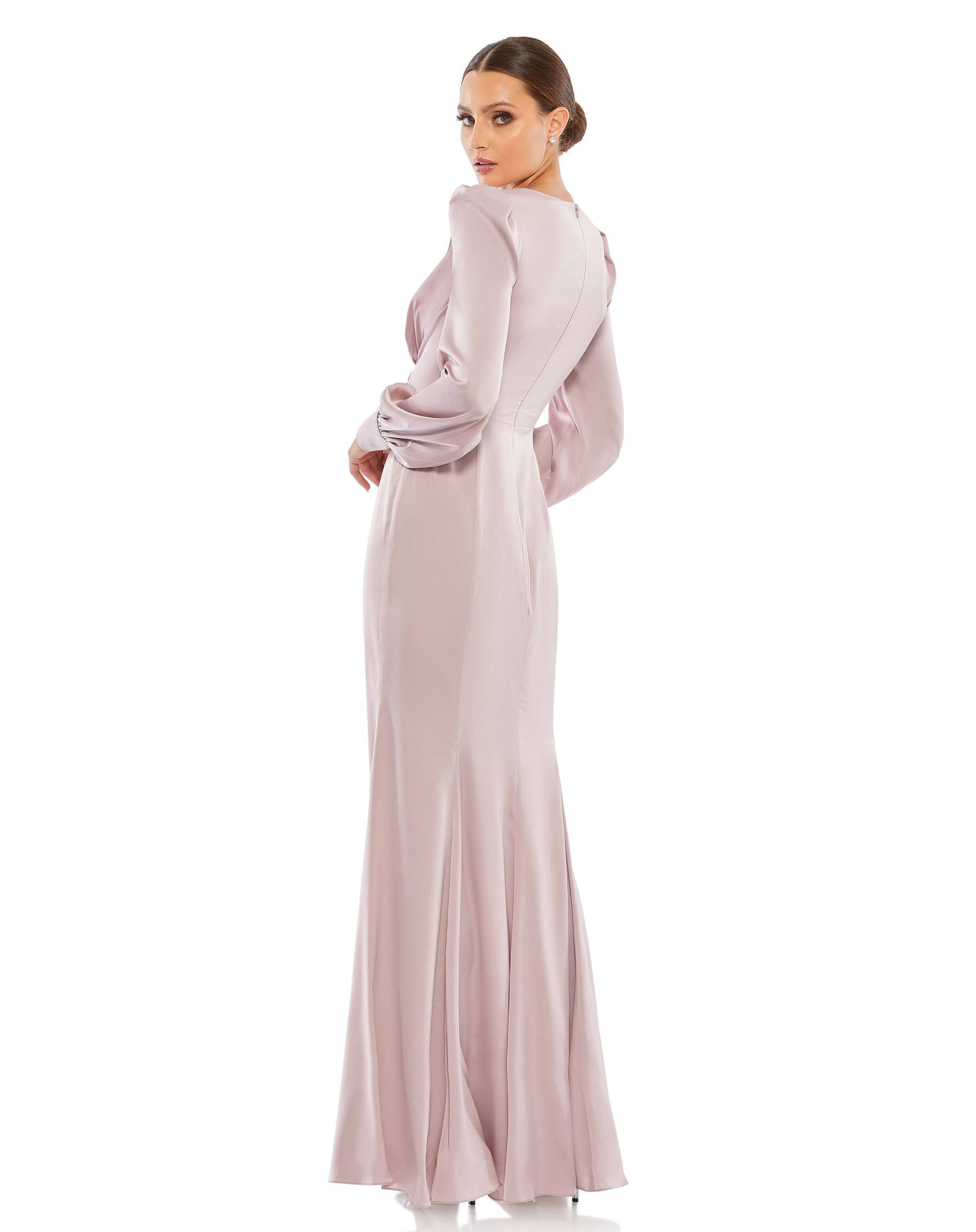 Mac Duggal Women's Satin Bishop-Sleeve Gown - Rose Pink - Size LSTHSFHI_BPIX1