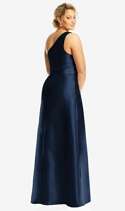 Alfred Sung One-Shoulder A-Line Gown In Hunter At Nordstrom, Size BF6WJG67_S6HVI