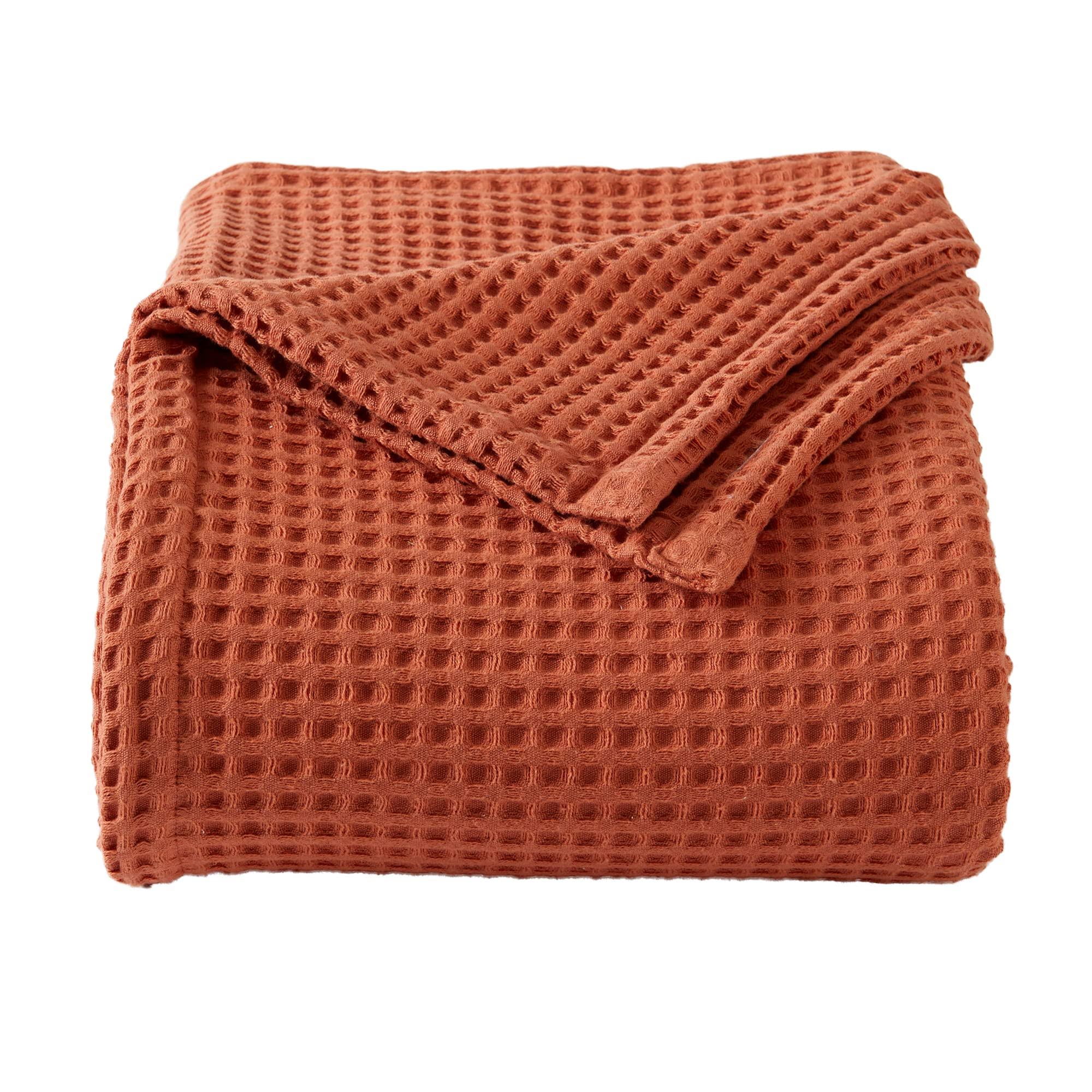 Market & Place 100% Cotton Waffle Weave Bed Blanket King Burnt OSJ2TT9I_TWOAS