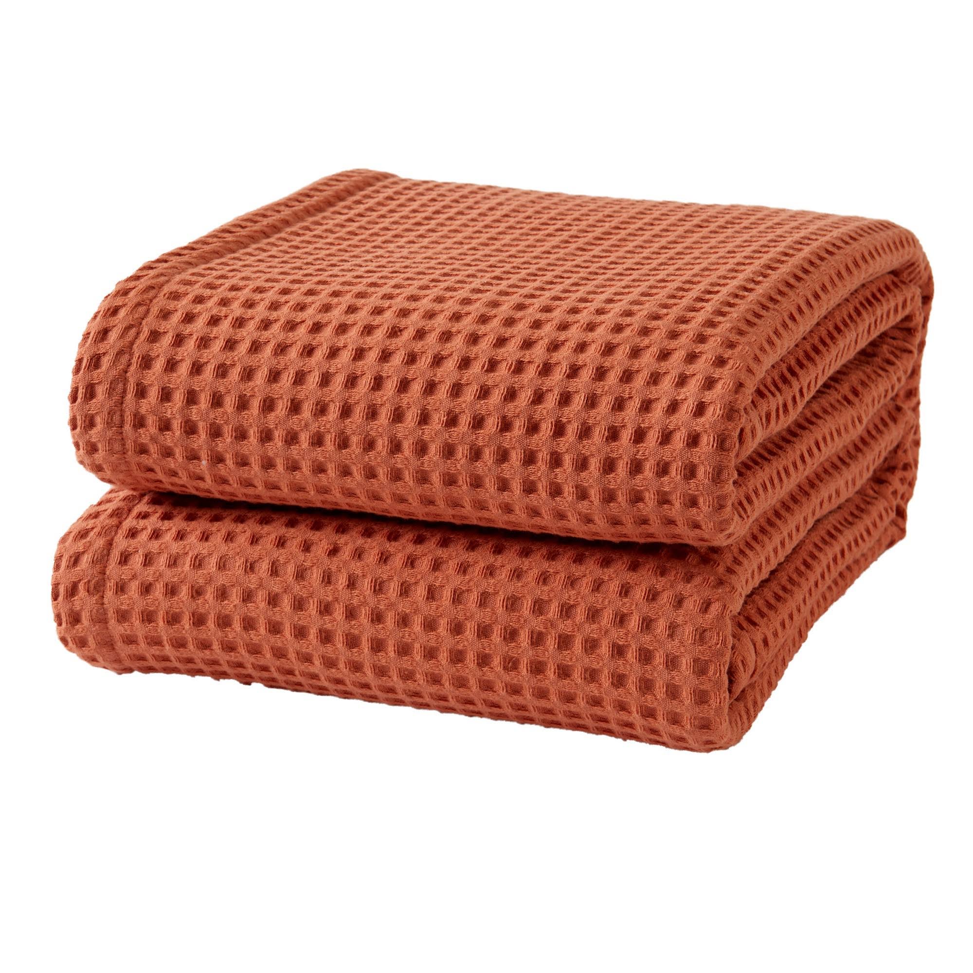 Market & Place 100% Cotton Waffle Weave Bed Blanket King Burnt OSJ2TT9I_TWOAS
