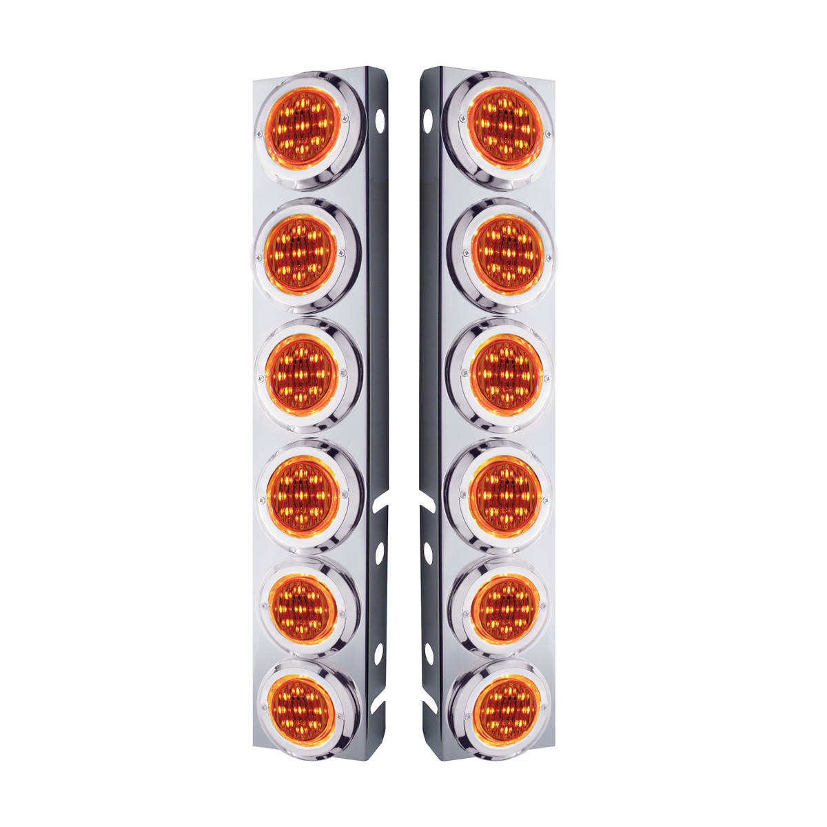 Peterbilt Stainless Front Air Cleaner Bracket W/ Twelve 9 Led 2 Lights & Bezels - Amber Led/Amber Lens QLEAOCQ2_7UPKI