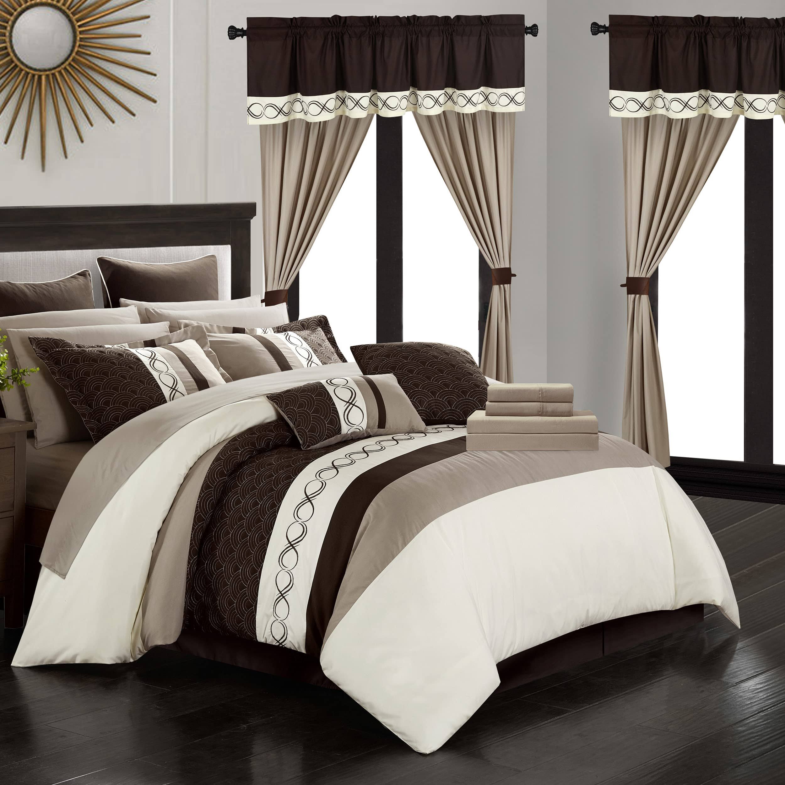 Chic Home Idit Comforter Set, Beige, King (24 Piece) CTQWA9JX_LWIHE