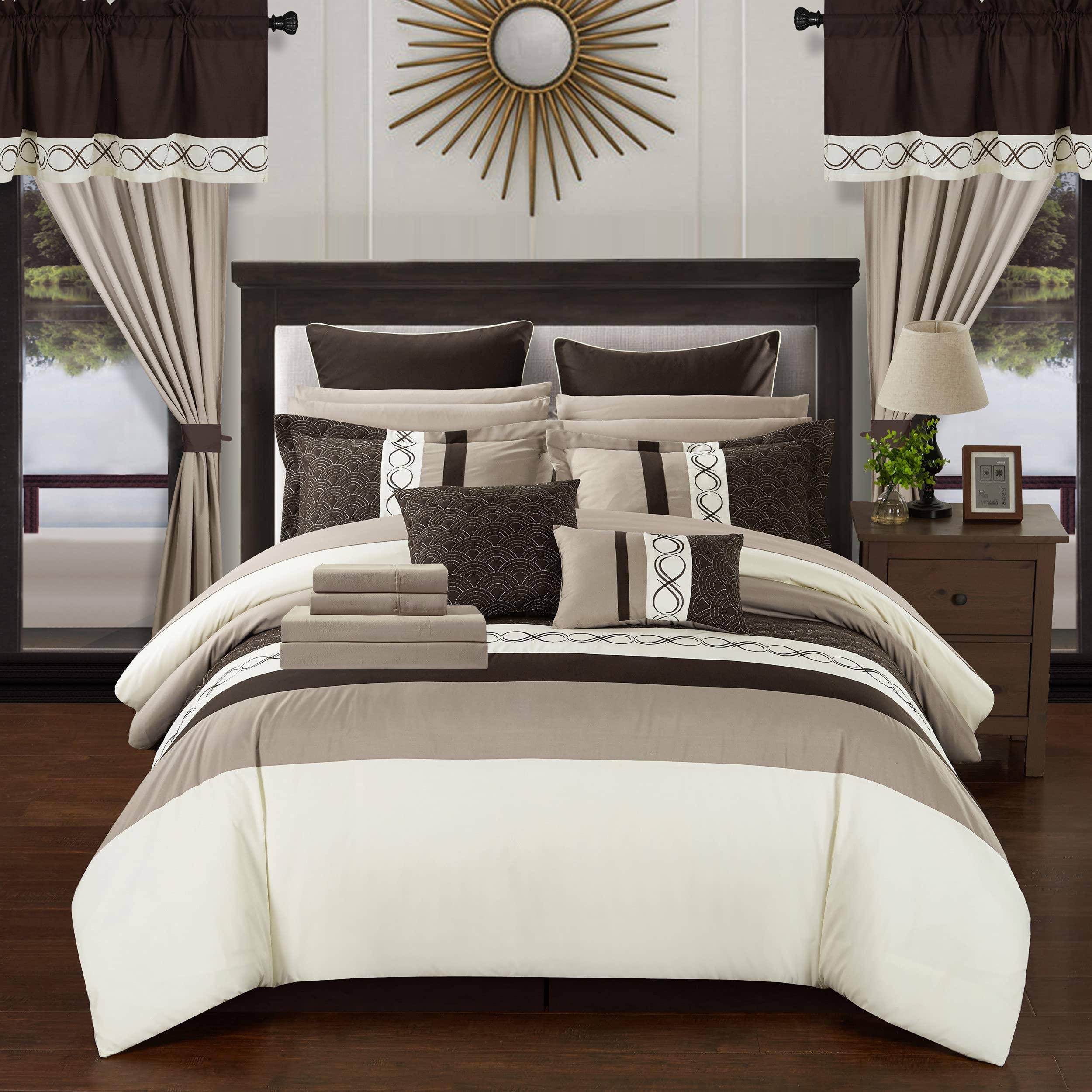 Chic Home Idit Comforter Set, Beige, King (24 Piece) CTQWA9JX_LWIHE