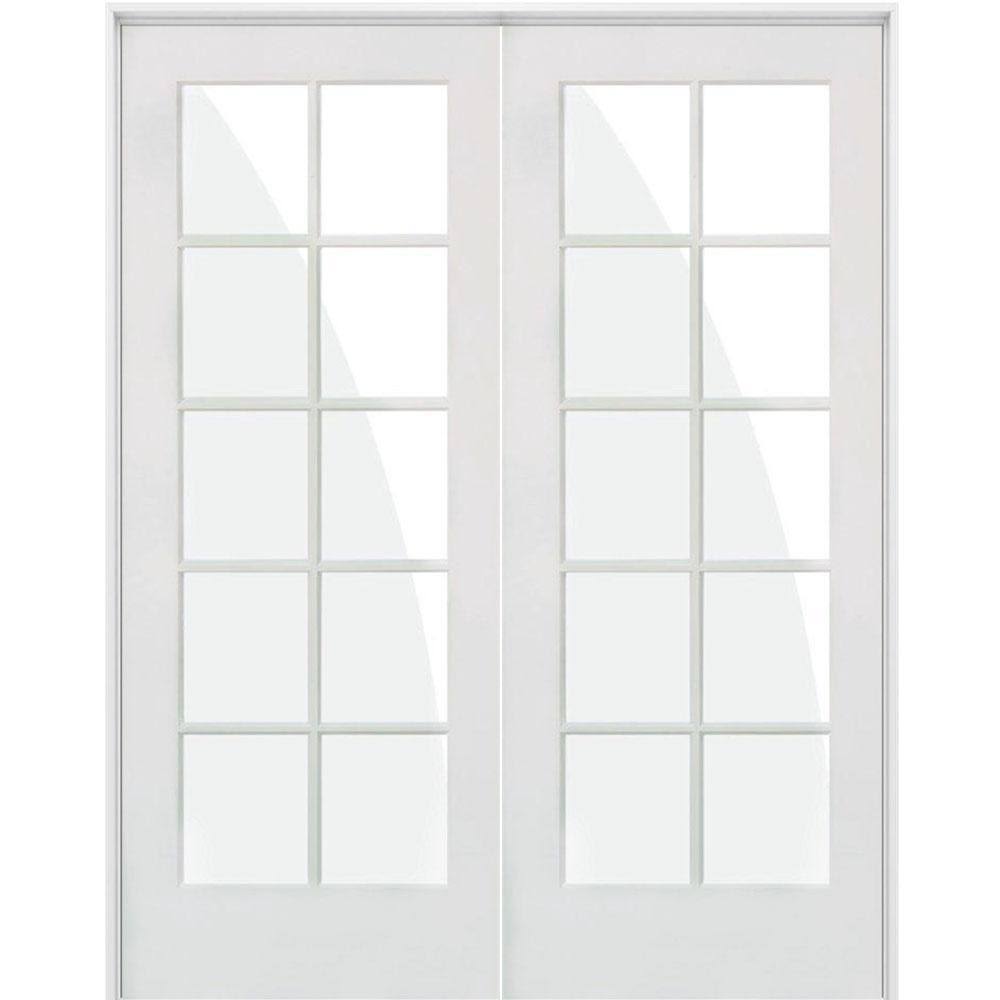 Krosswood Doors 64 In. X 80 In. Craftsman Shaker 10-Lite Left Handed Mdf Solid Hybrid Core Double Prehung Interior Door, 6RLWYMQR_4NW4P
