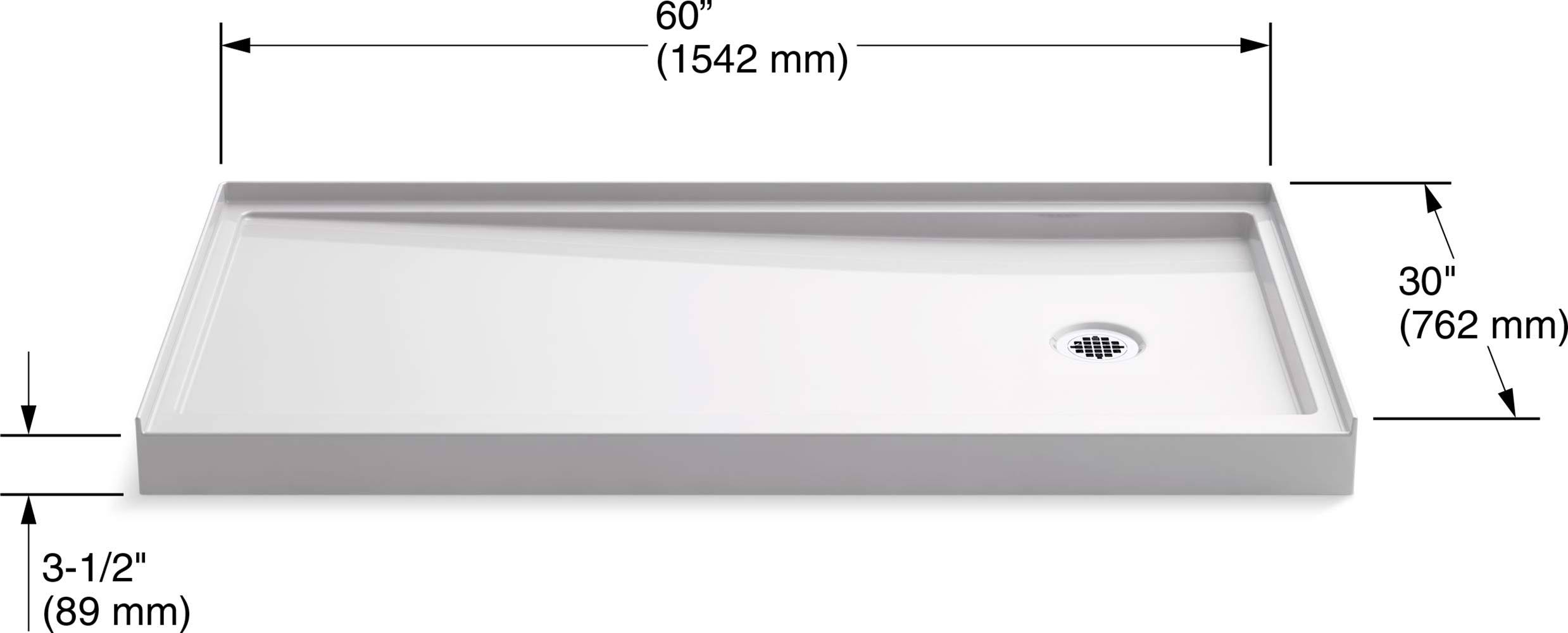 Kohler K-8642-0 White Rely 60 X 30 Shower Base With Right-Hand 6G6SXN5A_KXOAD