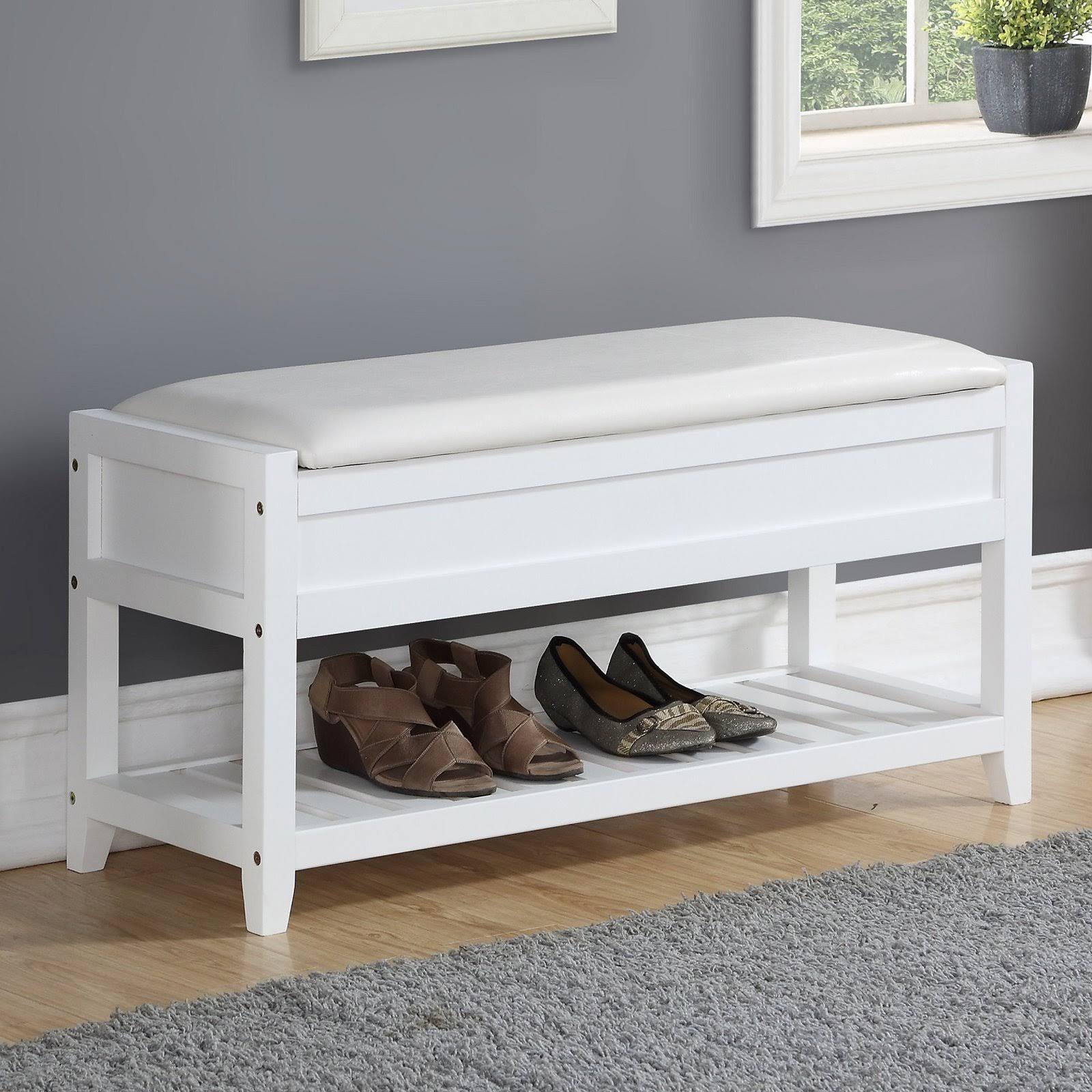 Roundhill Furniture Rouen Seating Bench With Shoe Storage, VMA4TTZO_QED54