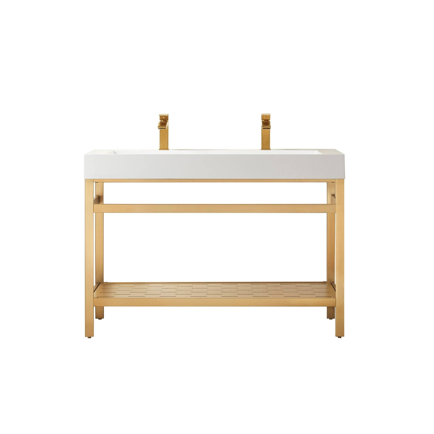 Vinnova Soria 48 Bathroom Vanity Brushed Gold Metal Support Stone Sink Top No UX0H7ISV_RZTES