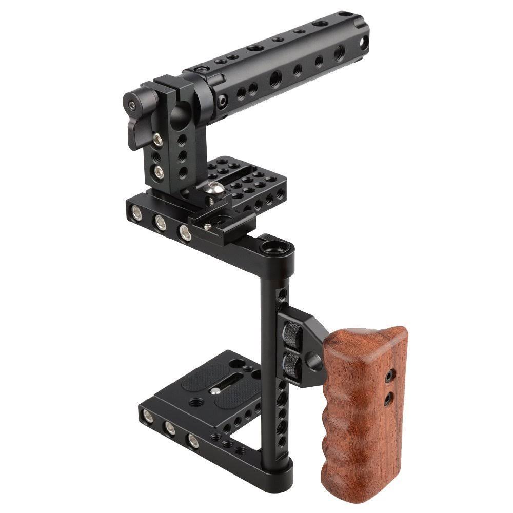 Camvate Dslr Camera Cage Top Handle Wood Grip For Canon Nikon Sony CWNTGNLK_YXWUP
