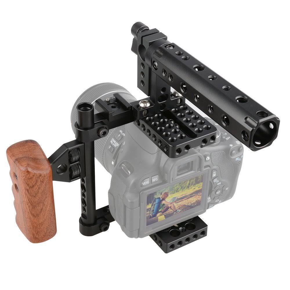 Camvate Dslr Camera Cage Top Handle Wood Grip For Canon Nikon Sony CWNTGNLK_YXWUP