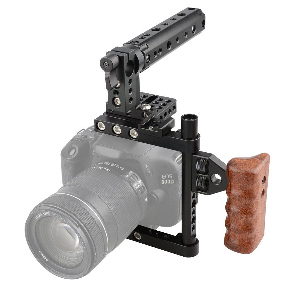 Camvate Dslr Camera Cage Top Handle Wood Grip For Canon Nikon Sony CWNTGNLK_YXWUP