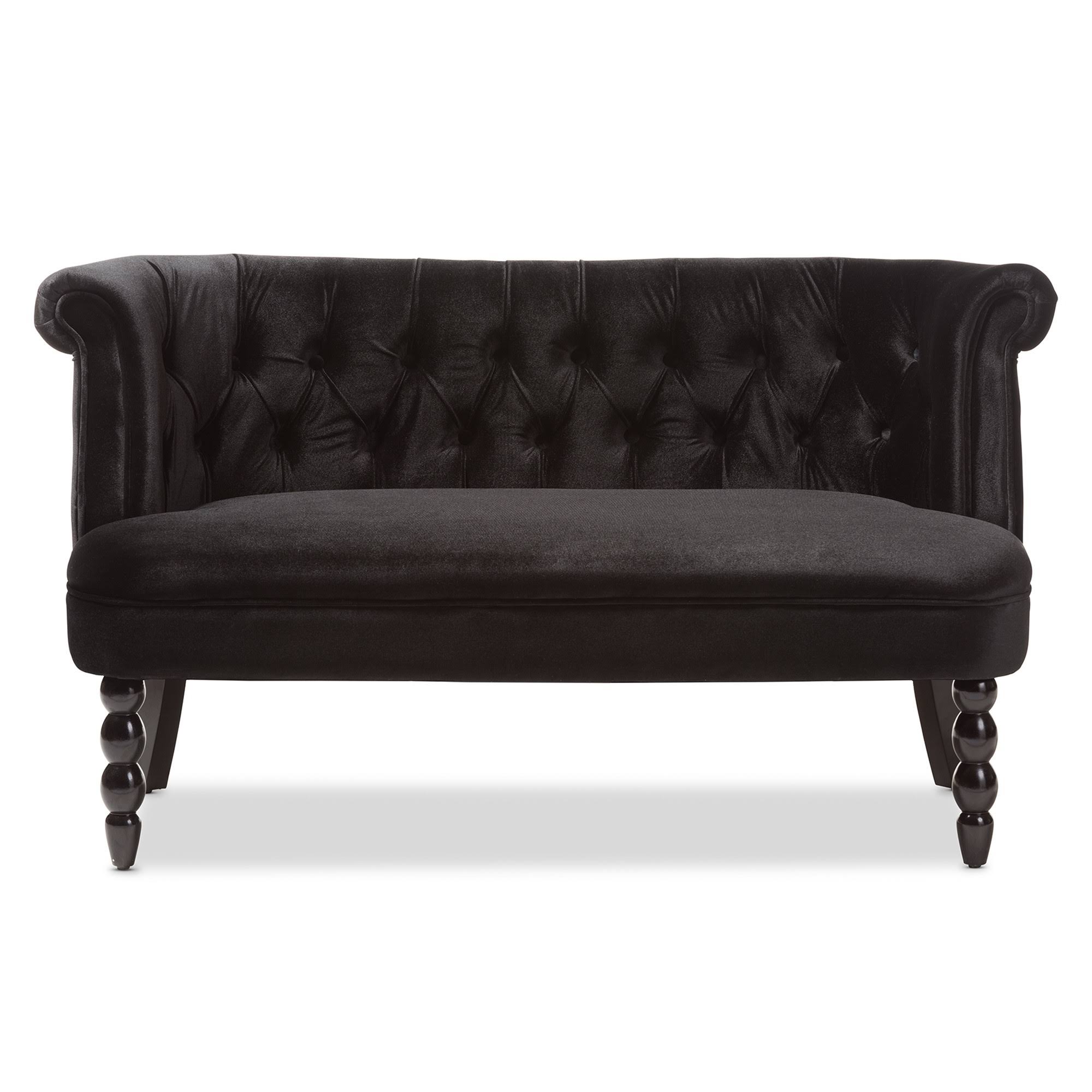 Baxton Studio Flax Velvet Tufted Loveseat, R4UNA3UD_KVPEK