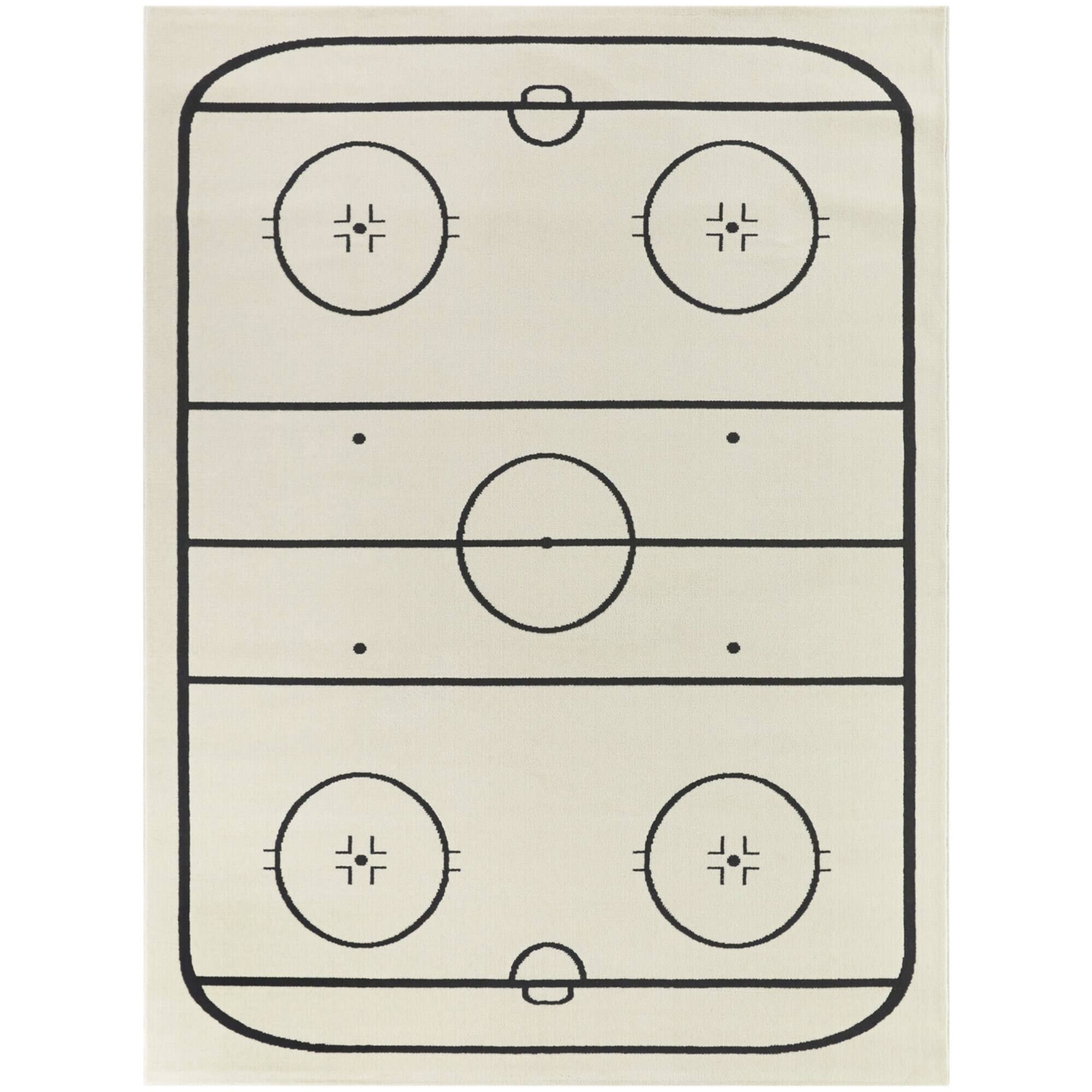 Balta Hockey Time Cream 5' 3 X 7' Novelty Area Rug, HHZ9VQ6U_DTIGM