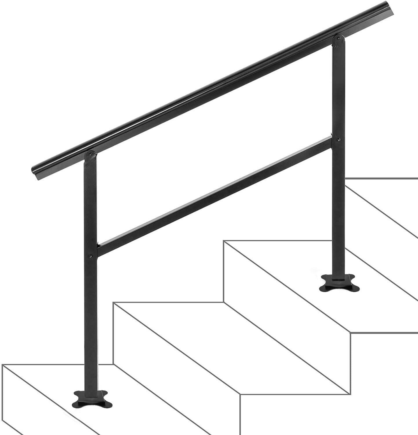 Vevor Handrail Outdoor Stairs 47.6 X 35.2 Inch Outdoor Handrail Outdoor Stair Railing Adjustable From 0 To 30 Degrees Handrail For Stairs PGWEKERA_WCH4F