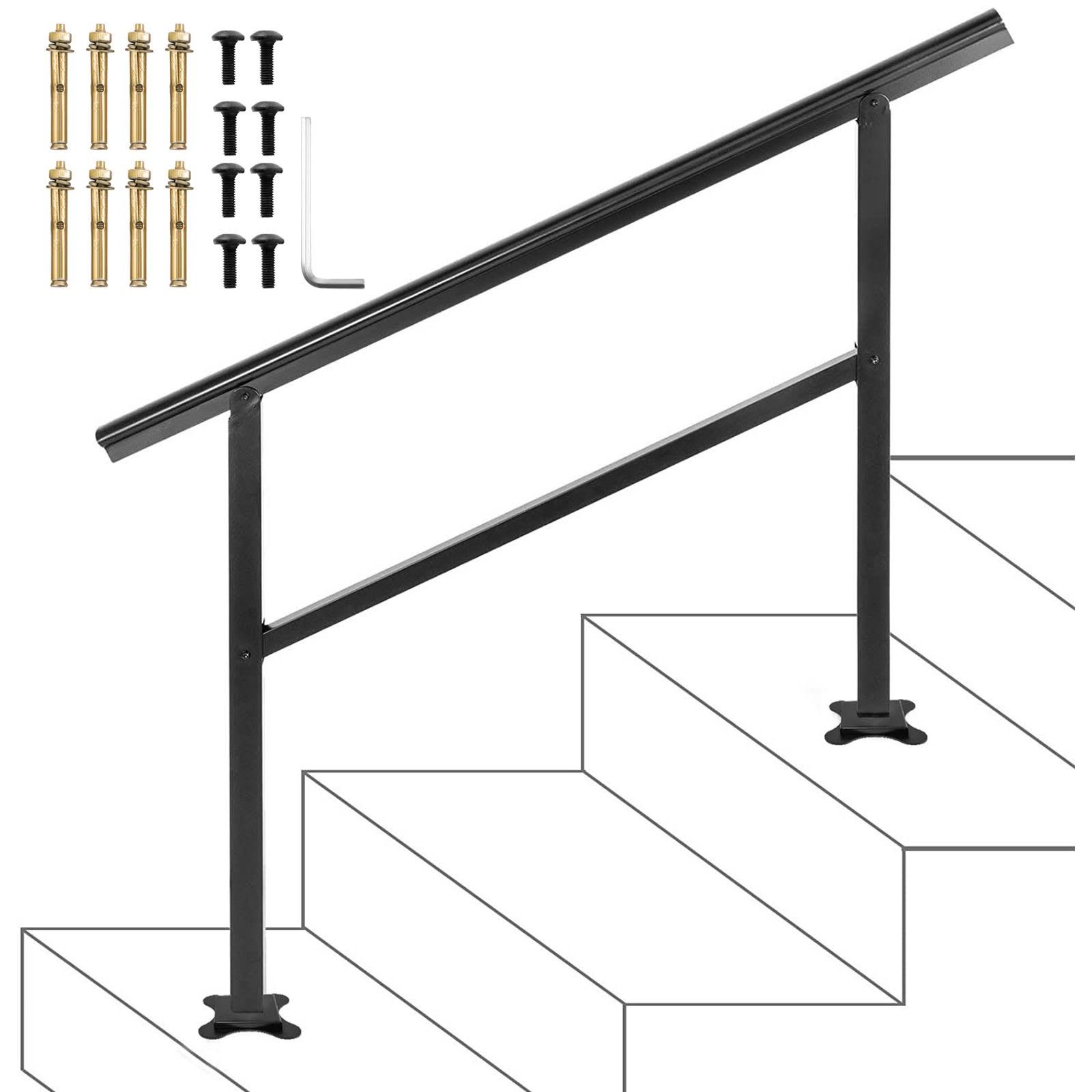 Vevor Handrail Outdoor Stairs 47.6 X 35.2 Inch Outdoor Handrail Outdoor Stair Railing Adjustable From 0 To 30 Degrees Handrail For Stairs PGWEKERA_WCH4F