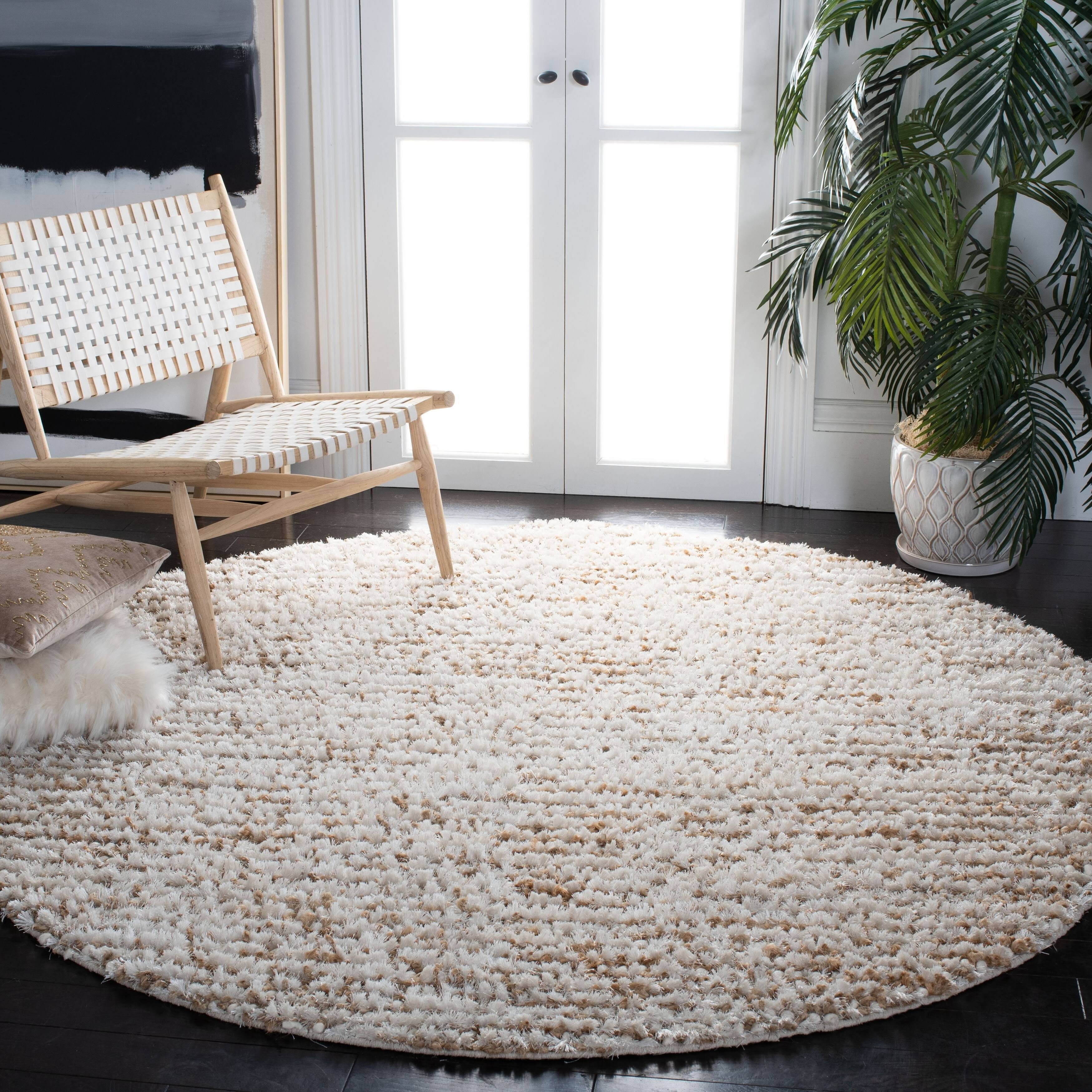 Safavieh Shag White & Beige Area Rug; Square 7' WEQYXDFQ_AGASP