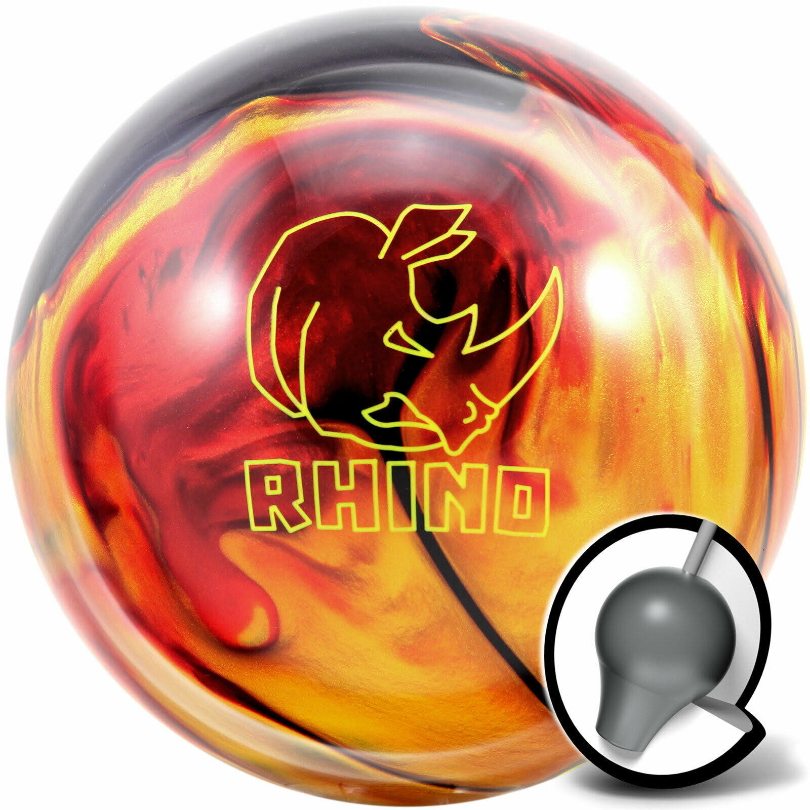 Brunswick Rhino Pearl Bowling Ball Red/Black/Gold, 14 Lbs. 7LJXEBY5_3WPJN
