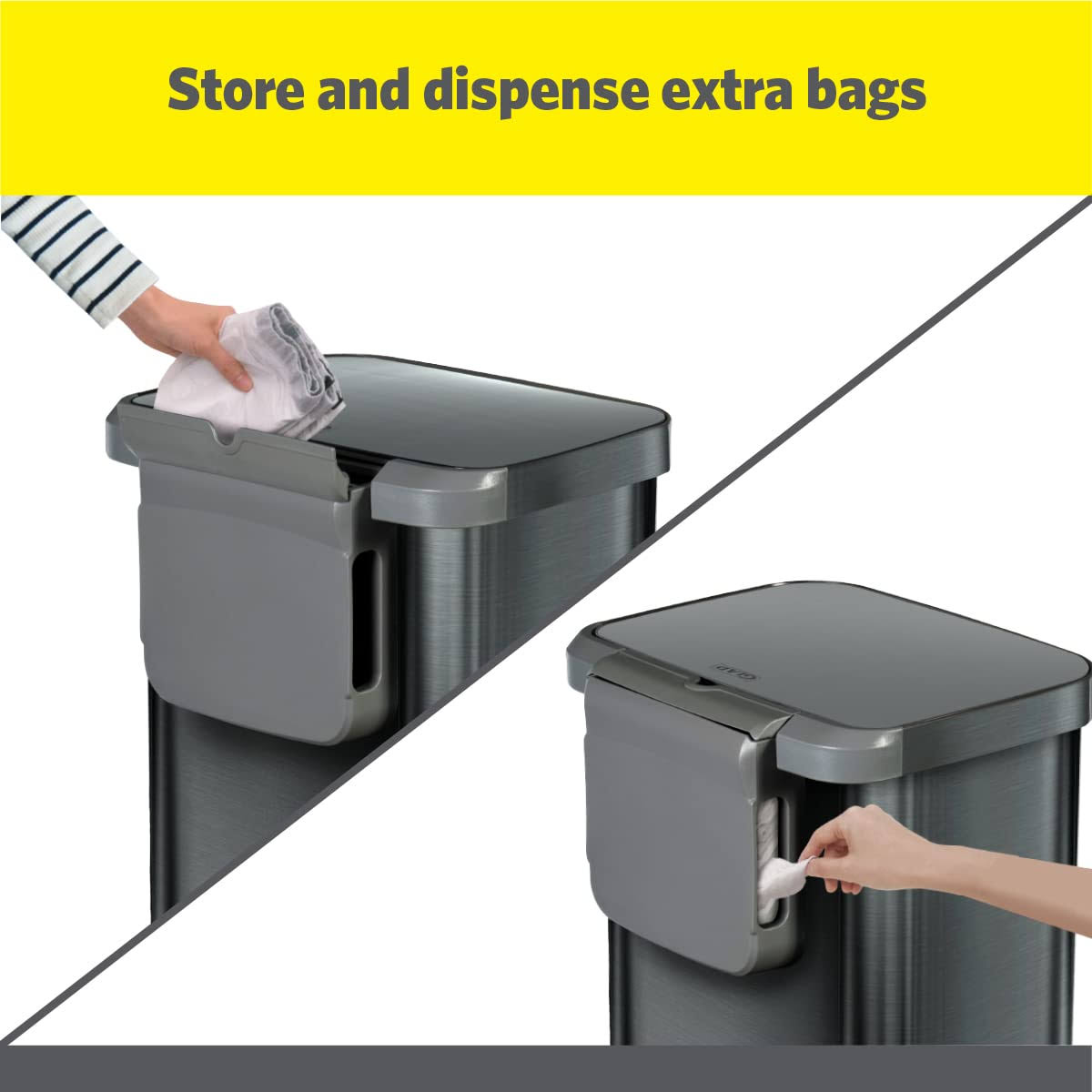 Glad 20 Gal. All Pewter Stainless Steel Step-On Kitchen Trash Can With Clorox Odor Protection Lid, FLDNNGHV_NYZRW
