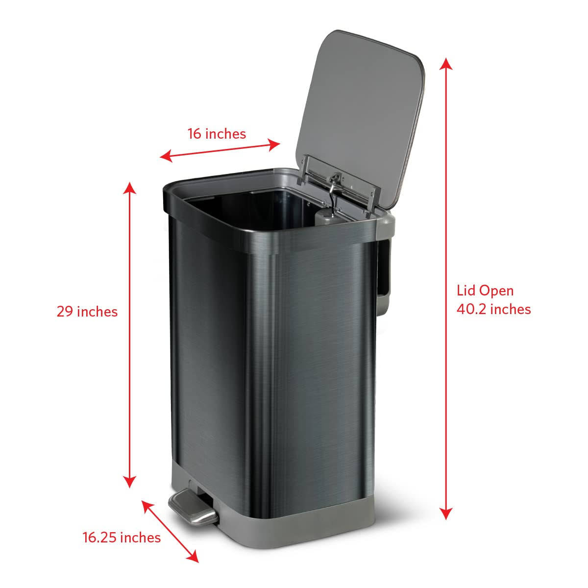 Glad 20 Gal. All Pewter Stainless Steel Step-On Kitchen Trash Can With Clorox Odor Protection Lid, FLDNNGHV_NYZRW