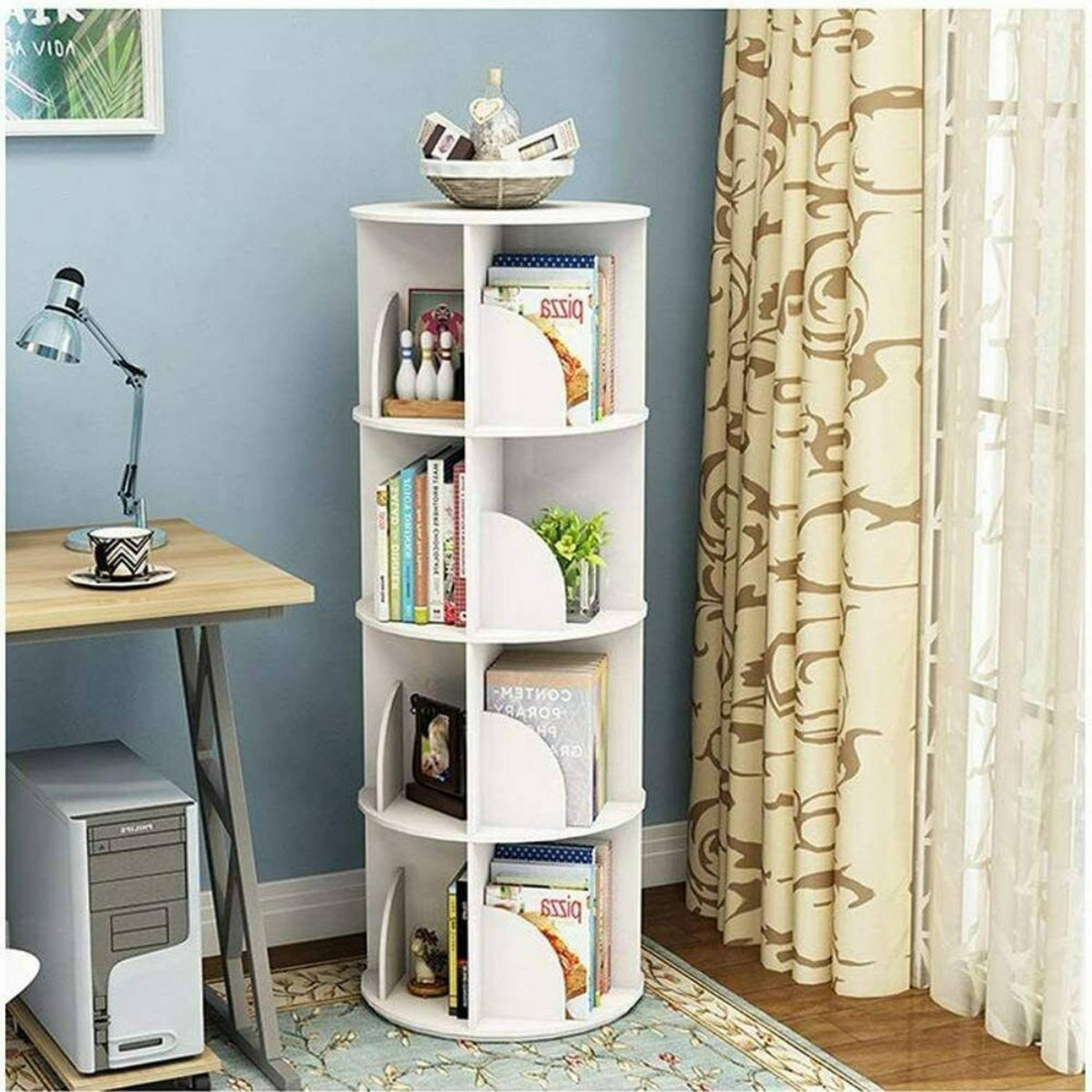 360-Degree 4 Tier Revolving Book Shelf With Dolphin Cutout Divider - 4tier - WDUOFGCP_ZTJ1S