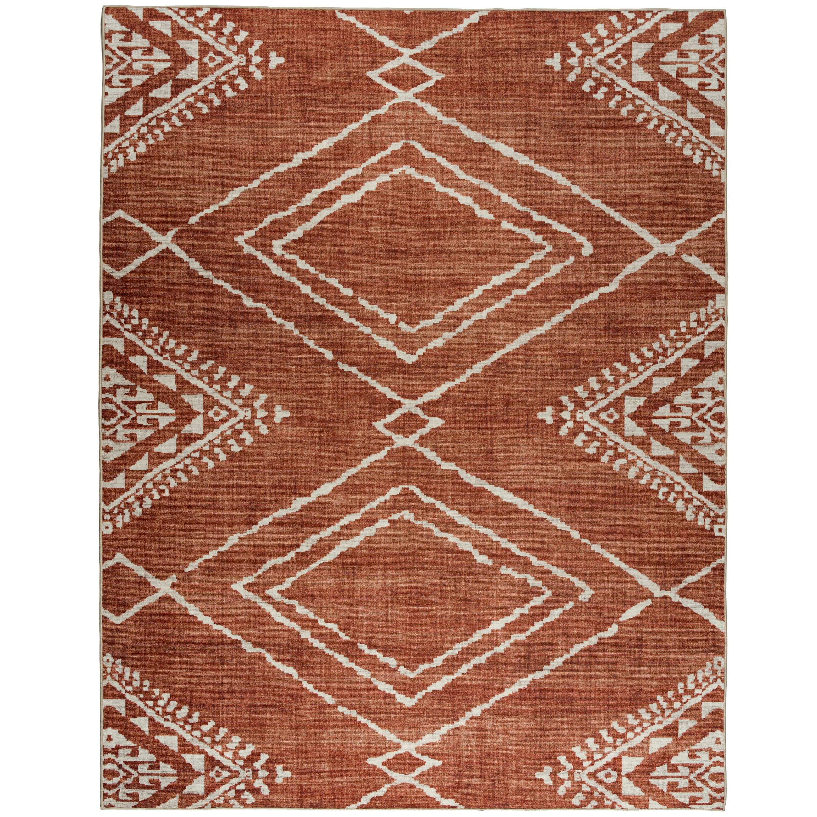 Realife Moroccan Area Rug - Machine Washable-Stain Resistant - Recycled Fibers - Living Room Dining Room - Kip Orange - 5x7 JKKZPOSE_UX5IS