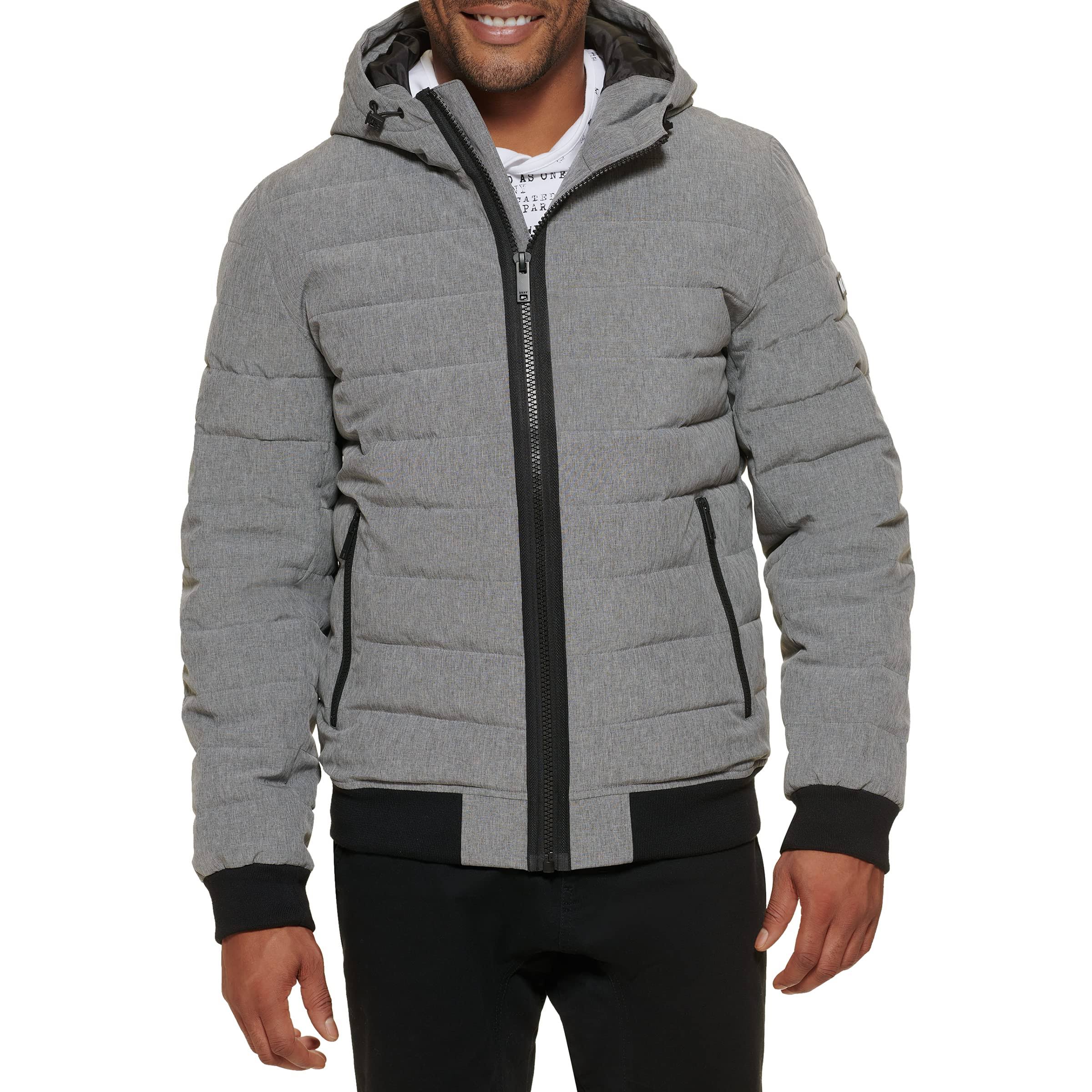 Dkny Men's Quilted Performance Hooded Bomber MQVXETNQ_PLHTF