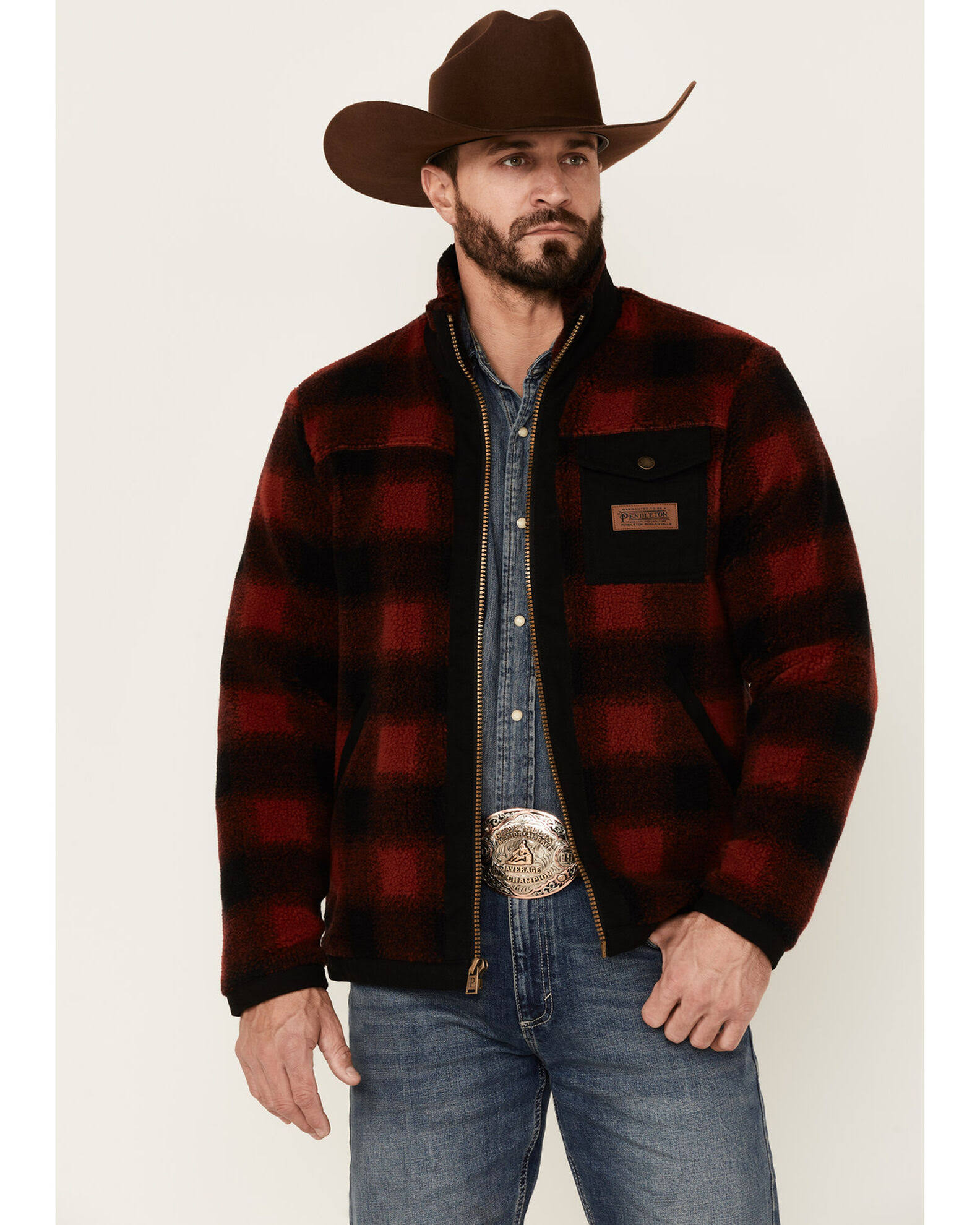 Pendleton Men's Lone Fir-Stand Collar Zip Jacket - Xl - Red XLNUNHCF_FCCTH