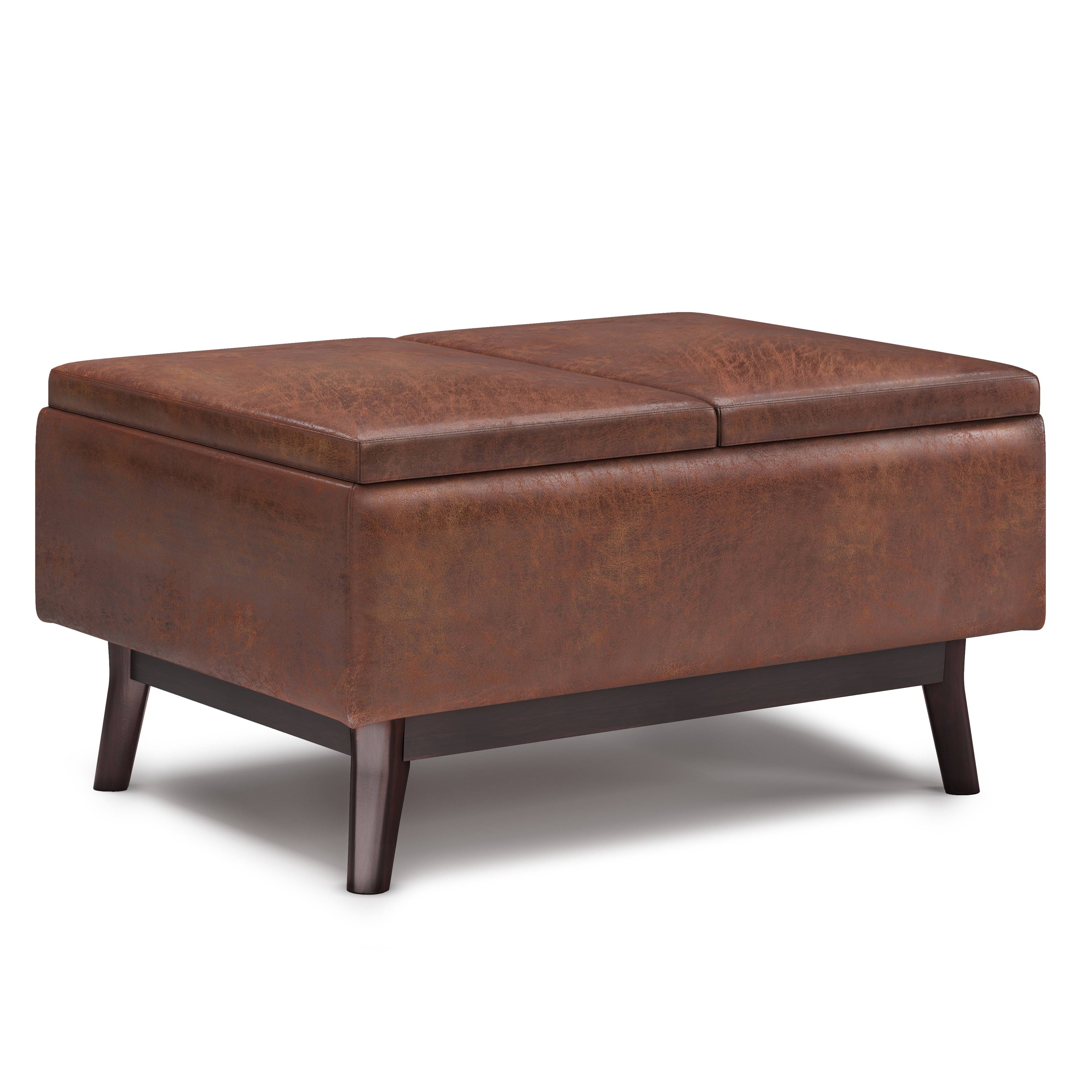 Simpli Home - Owen Tray Top Small Coffee Table Storage Ottoman - Distressed UBLTZVFT_8BHGE
