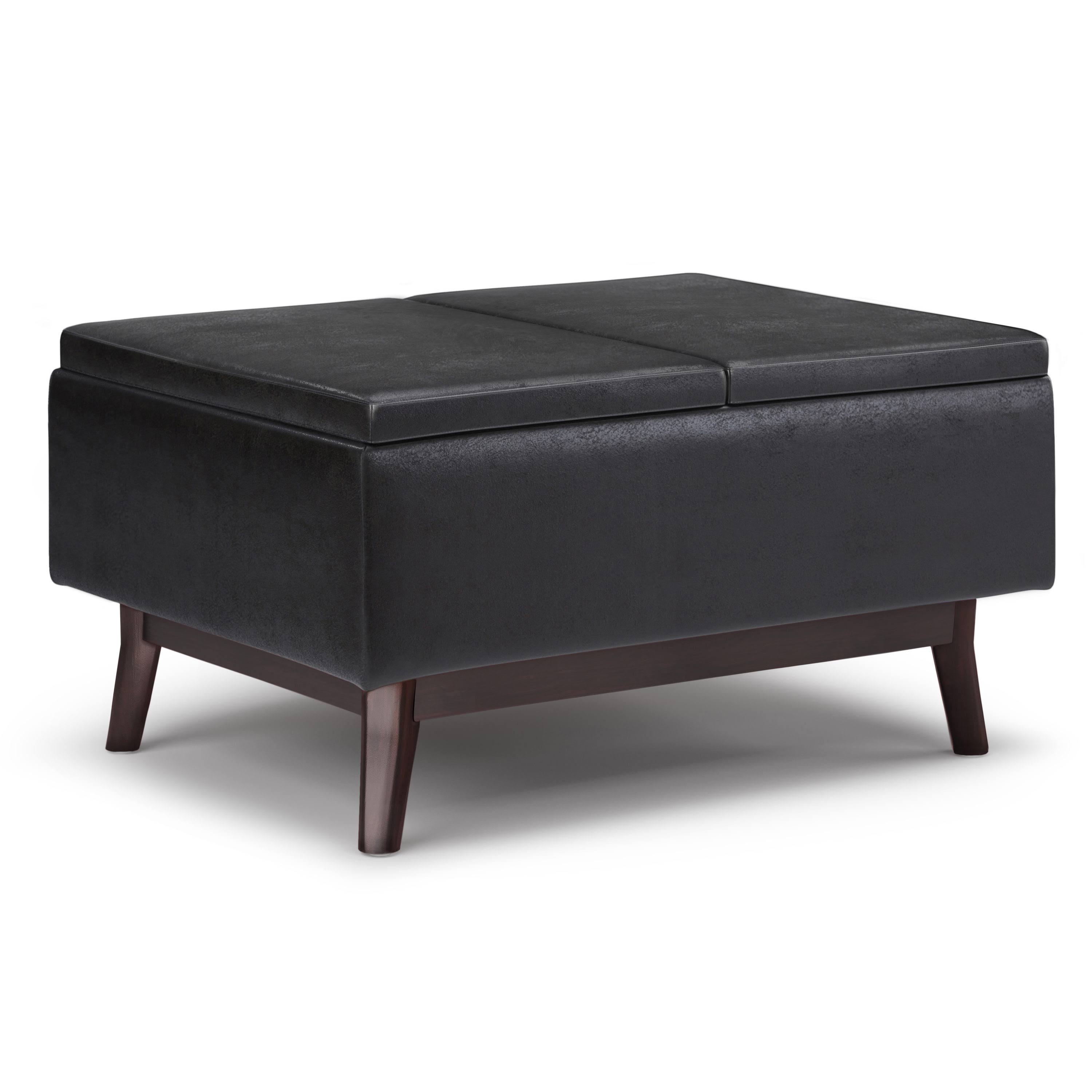 Simpli Home - Owen Tray Top Small Coffee Table Storage Ottoman - Distressed UBLTZVFT_8BHGE