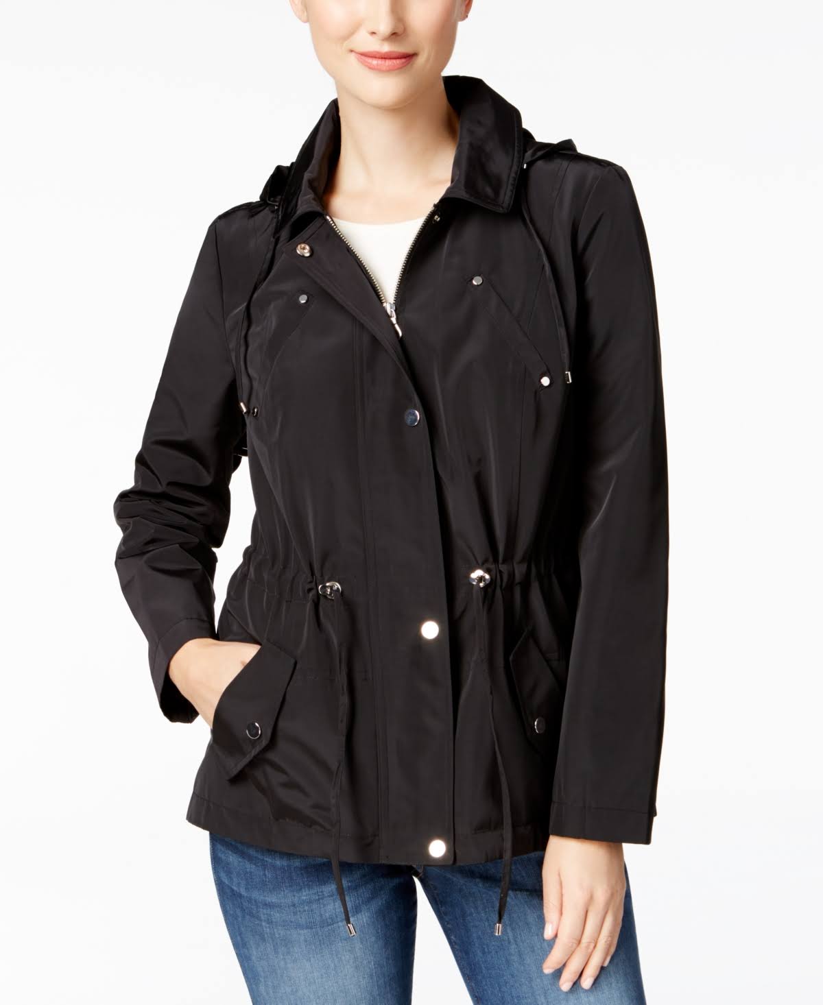 Charter Club Petite Water-Resistant Hooded Anorak Jacket, Created For Macy's - Deep Black - Size P/JKYZIQS8_5PXVD