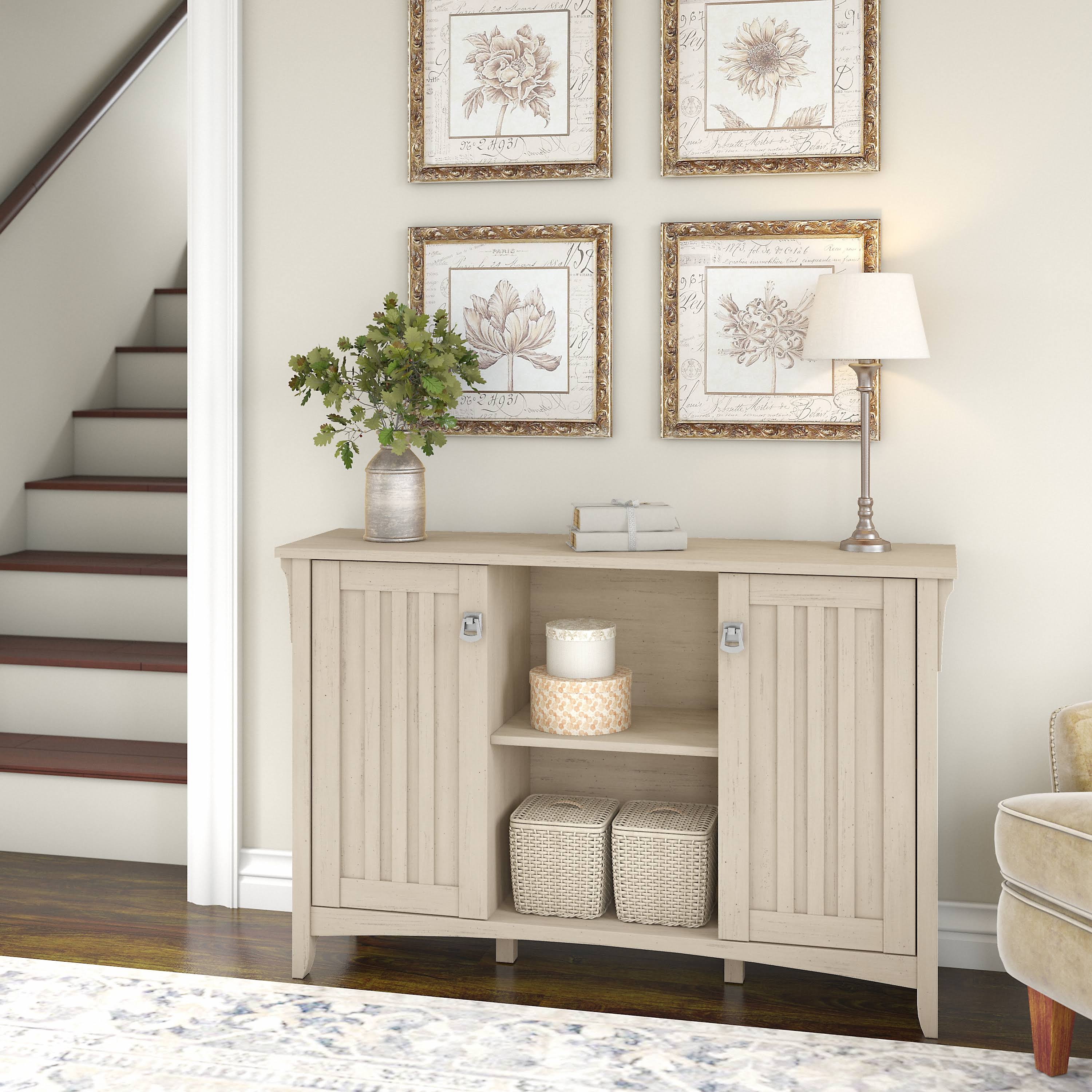 Bush Furniture Salinas Storage Cabinet With Doors, Antique White, UT0HGV3B_EBBRJ