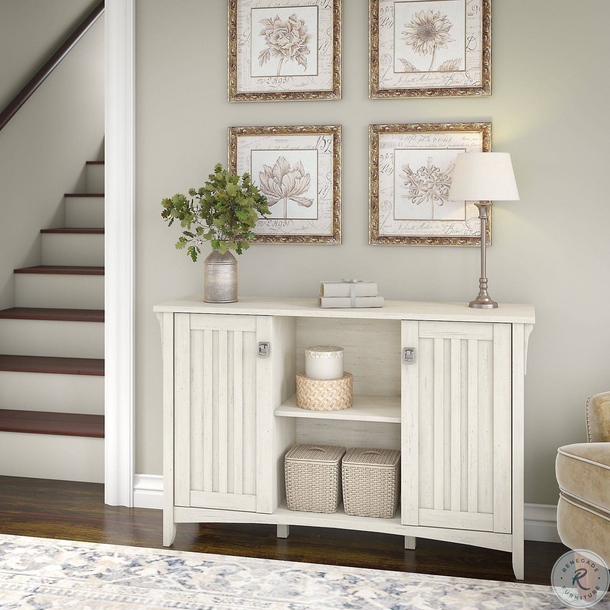 Bush Furniture Salinas Storage Cabinet With Doors, Antique White, UT0HGV3B_EBBRJ
