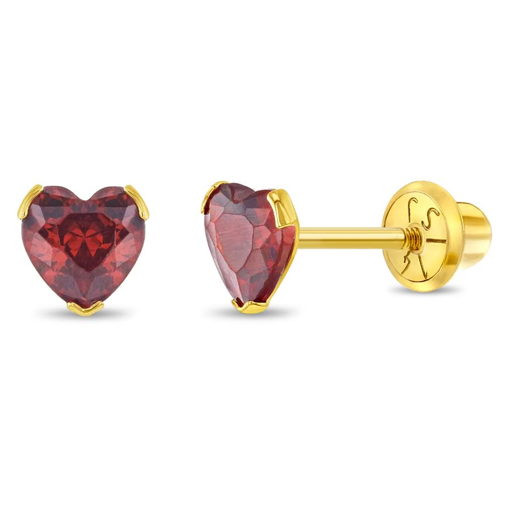 Baby Girls' Birthstone Cz Heart Screw Back 14k Gold Earrings - Blue - In Season LWKTYCYP_CSZCJ