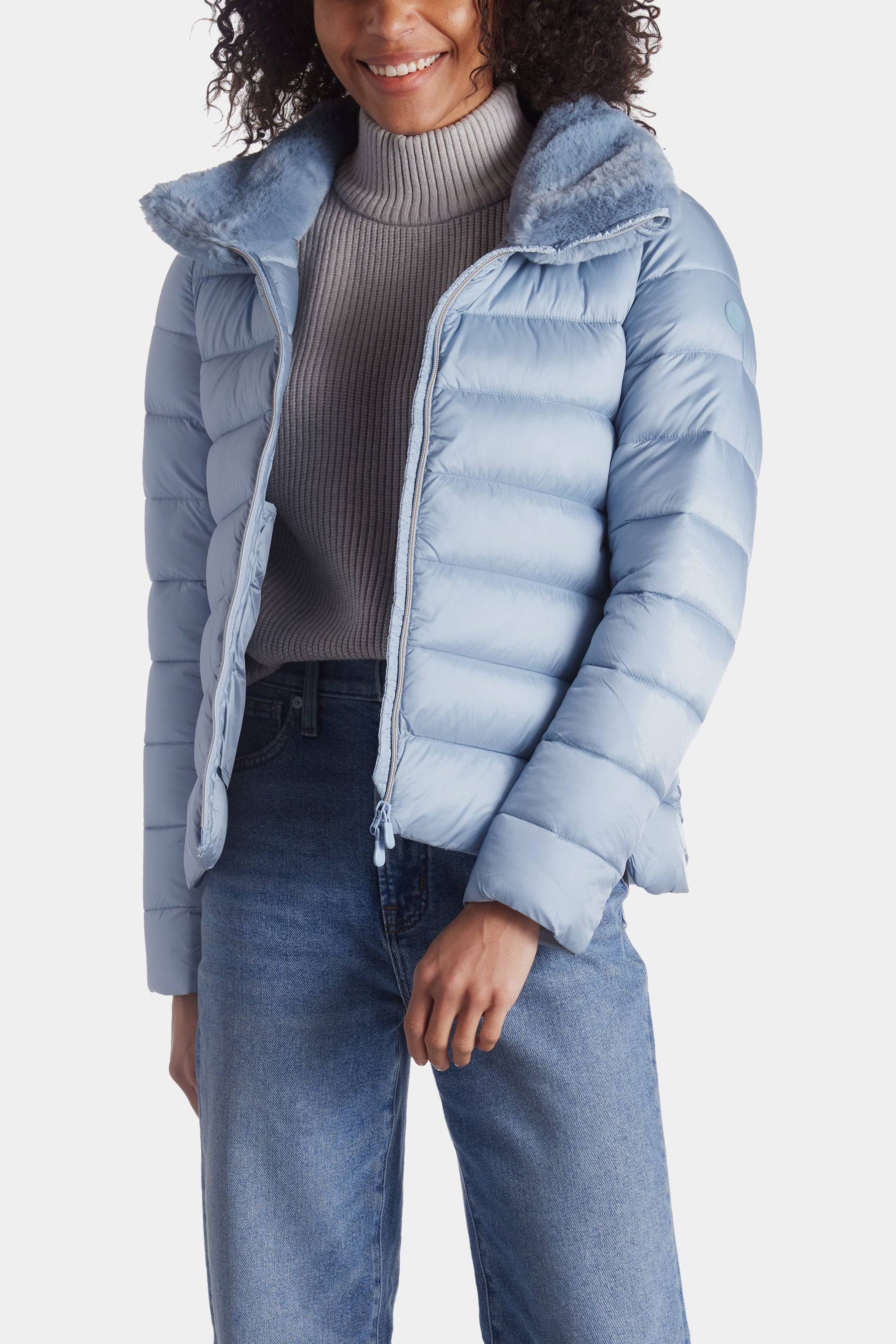 Save The Duck Women's Mei Puffer Jacket With Faux Fur Collar In Black Final UYIV7GIN_MNAYV