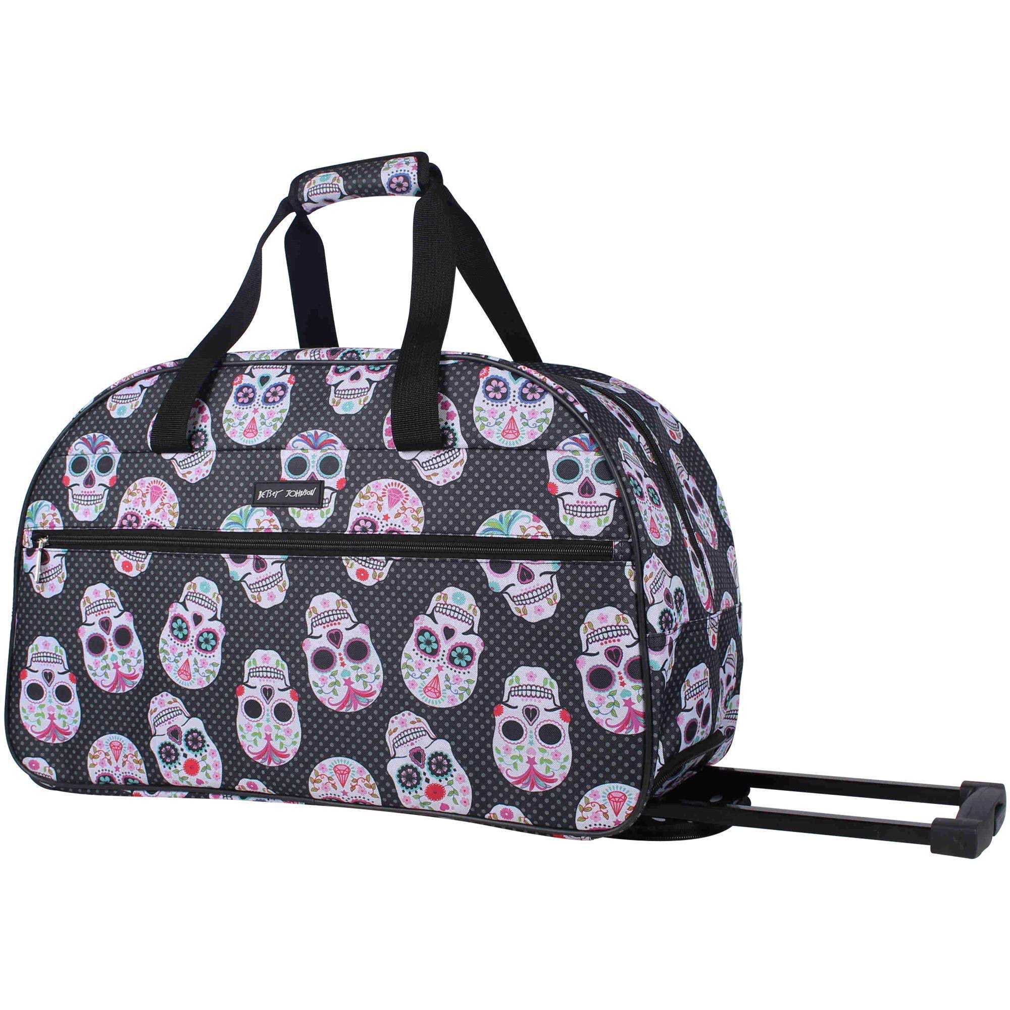 Betsey Johnson Bags | Betsey Johnson Skull Duffle Rolling Bag - Nwt | Color: Black/Pink | Size: Os | Deposhluxe's RAVWKT0L_OIWTL