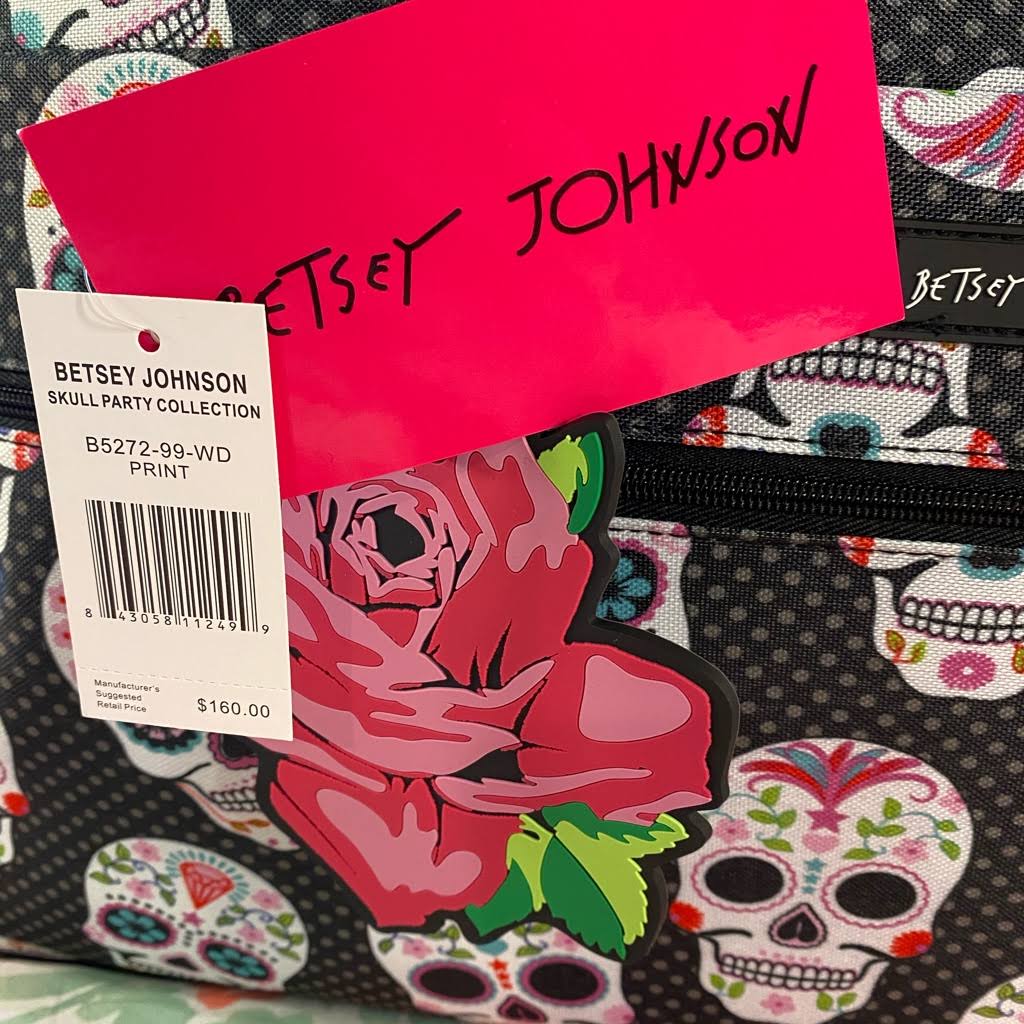 Betsey Johnson Bags | Betsey Johnson Skull Duffle Rolling Bag - Nwt | Color: Black/Pink | Size: Os | Deposhluxe's RAVWKT0L_OIWTL
