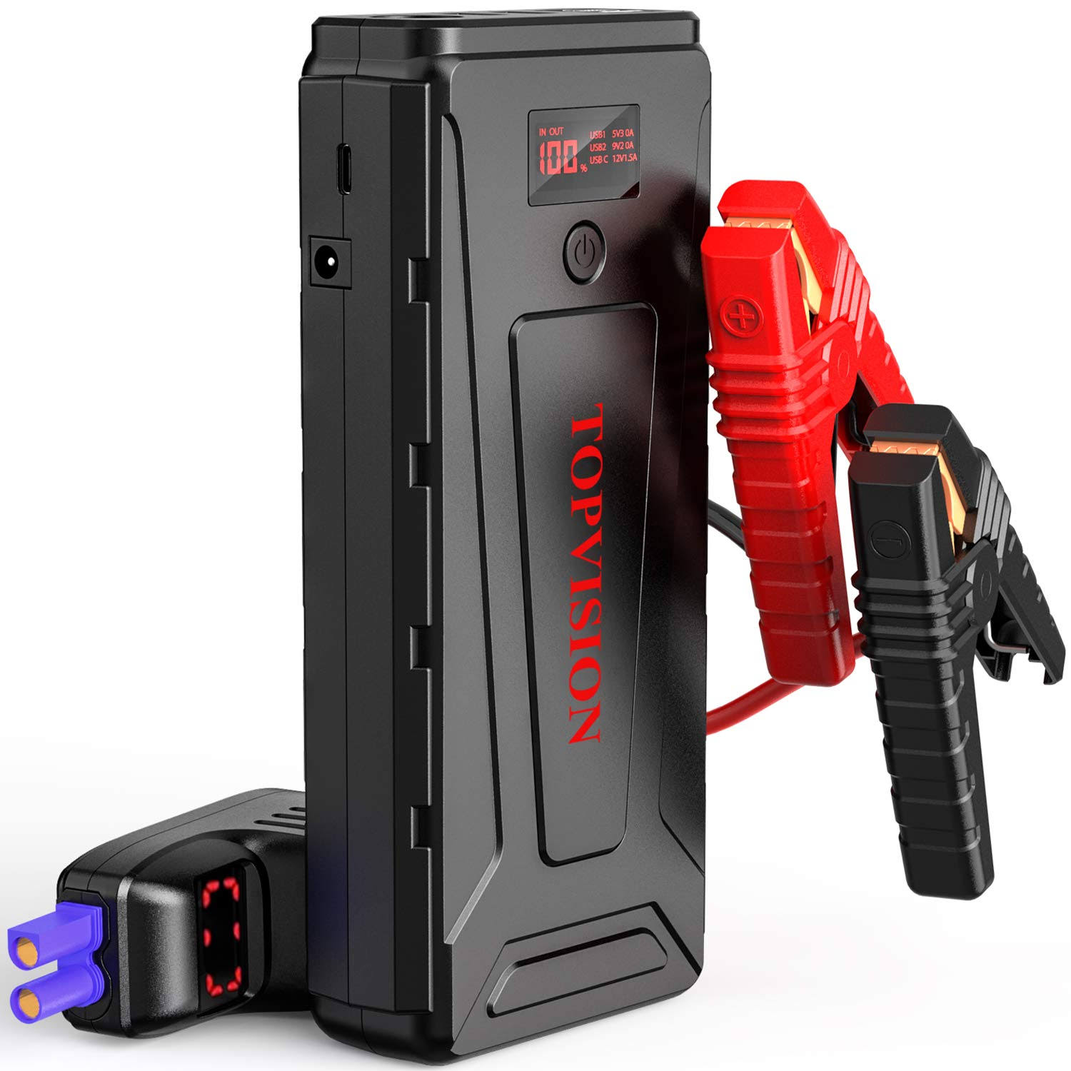 Battery Starter For Car Topvision 2200a Peak 20800mah Portable Car Power Pack With Usb Quick Charge 3.0 (Up To 7.0l Gas Or 6.5l Diesel Engine) XQJHSG8G_TYRRC