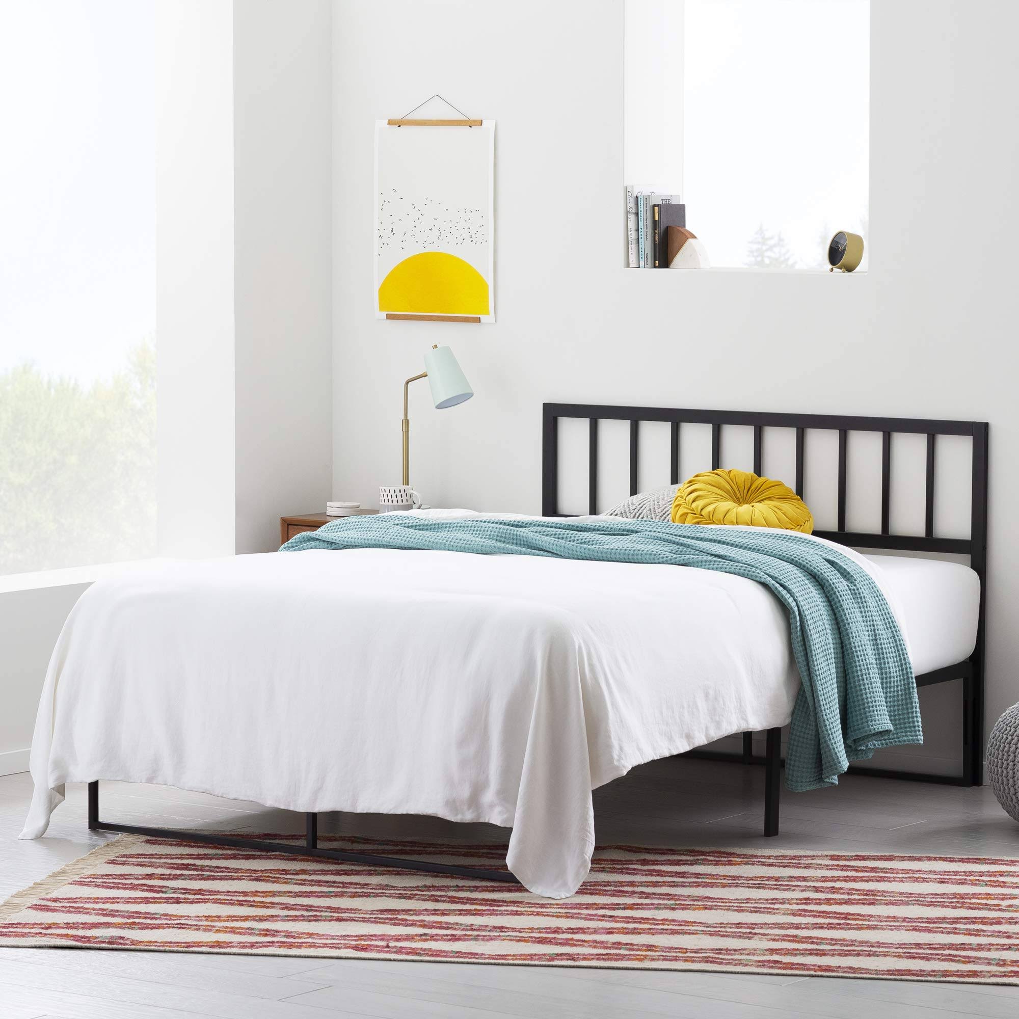 Linenspa Black Decorative Metal Steel Construction- Vertical Bar Design-40 Inches Tall Headboard, JAMZNBXP_LCXGQ