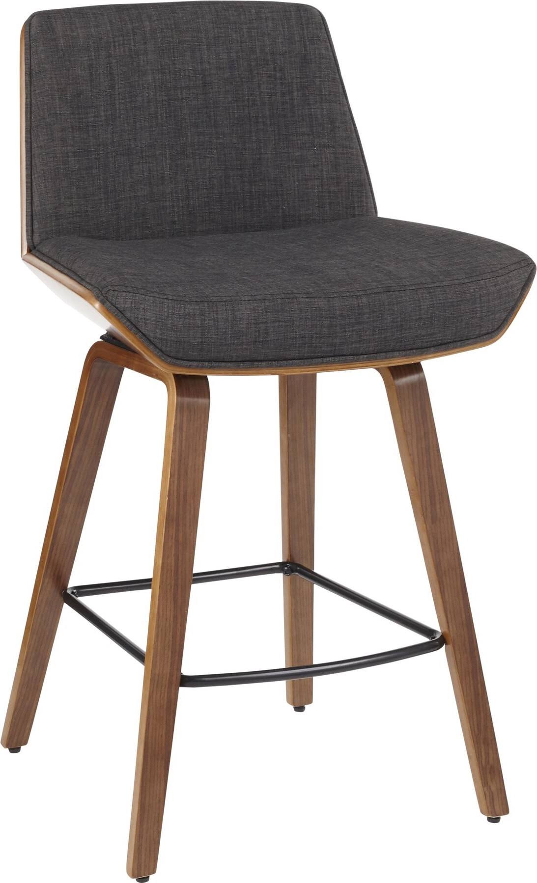 Lumisource Corazza Counter Stool Walnut Wood Charcoal F2A9WKOO_PZIIN