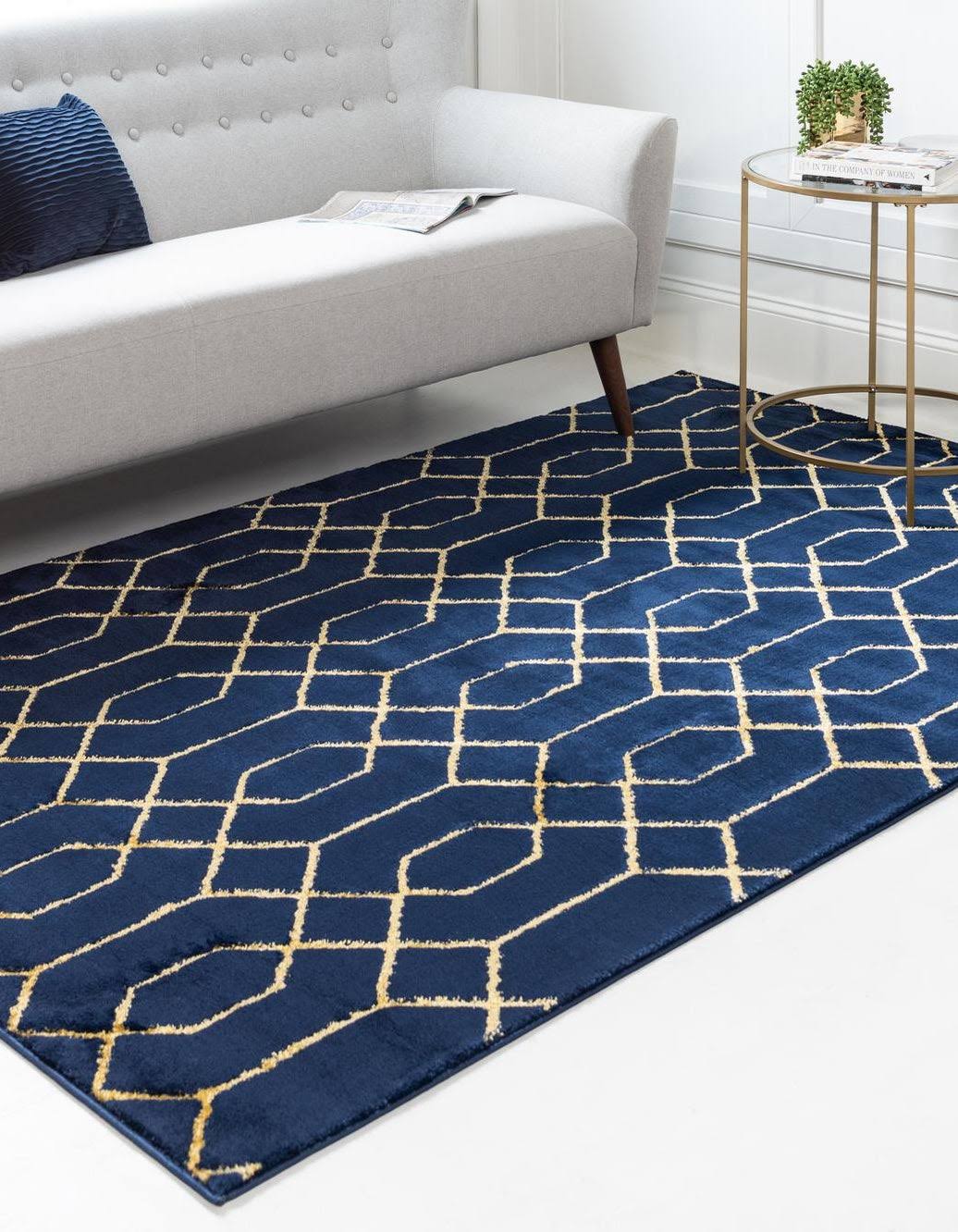 Marilyn Monroe Glam Trellis Rug, Navy Blue/Gold (5' 0 X 8' 0) LZIBVKI0_QV1AP